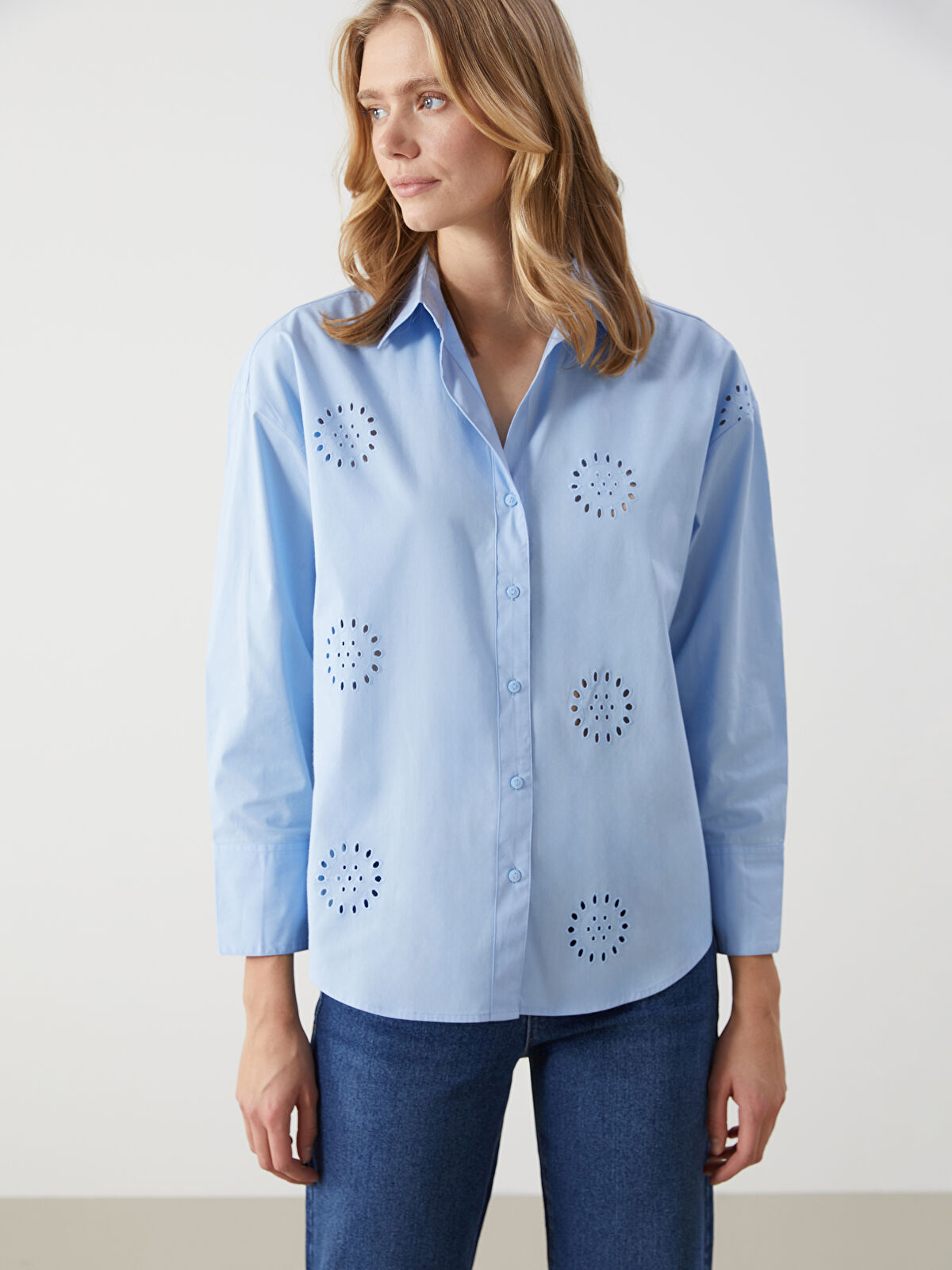 LCW Vision Openwork Oversize Women's Shirt - S5DG06Z8-VL5 - LC Waikiki