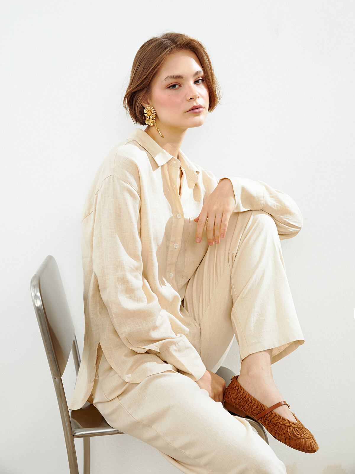 XSIDE Linen Blend Women's Shirt - S5DK04Z8-VHM | LC Waikiki