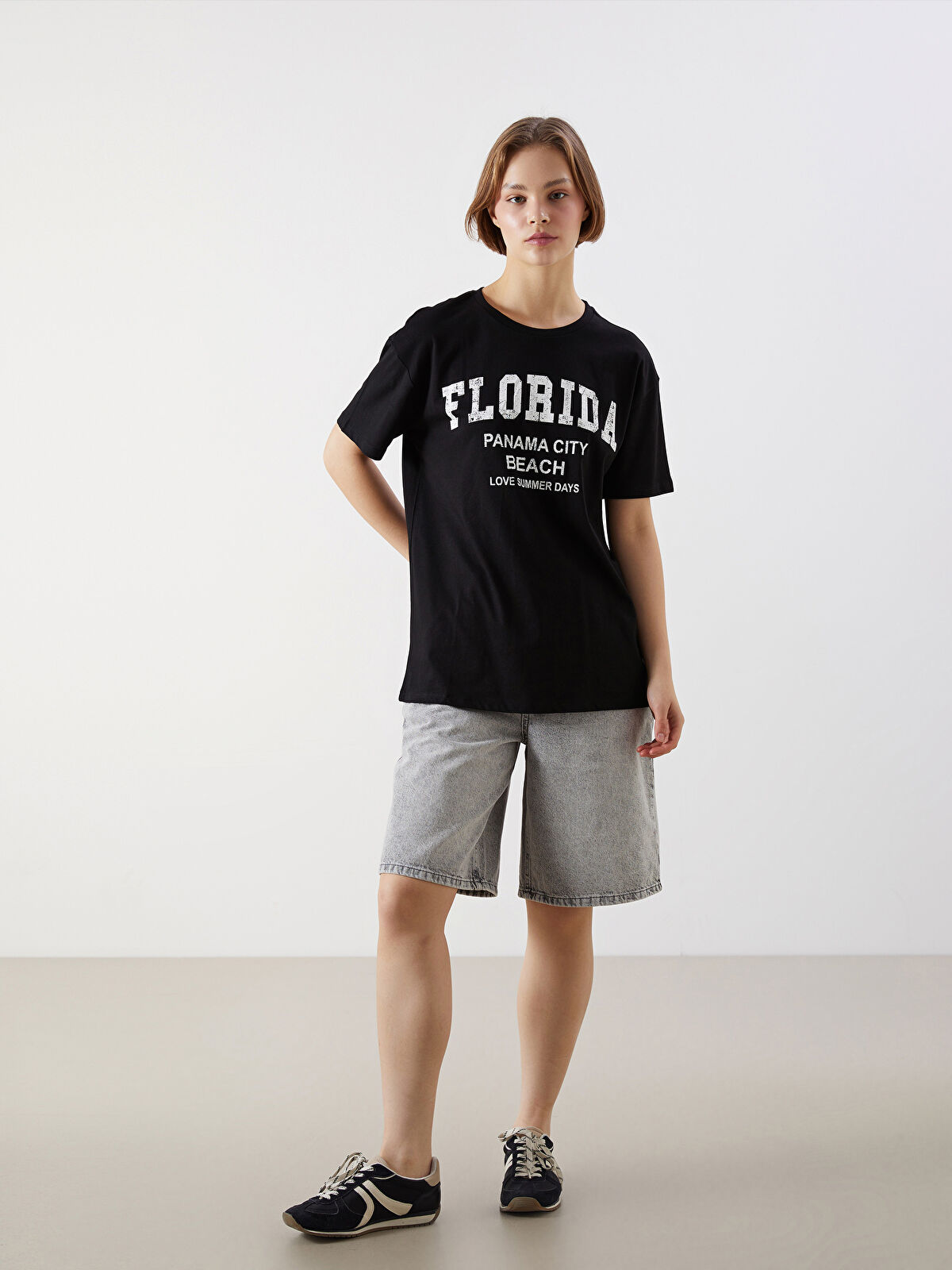 XSIDE Crew Neck Florida Printed Women's T-Shirt - S5DL12Z8-CVL