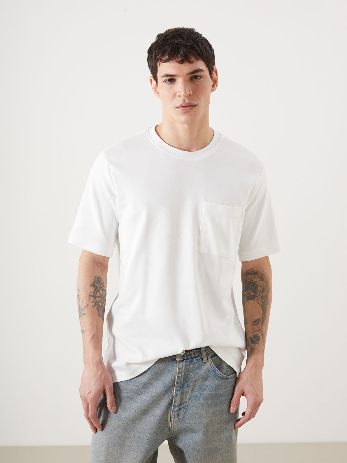 XSIDE Crew Neck Short Sleeve Men's T-Shirt - S5DL92Z8-EEW - LC Waikiki