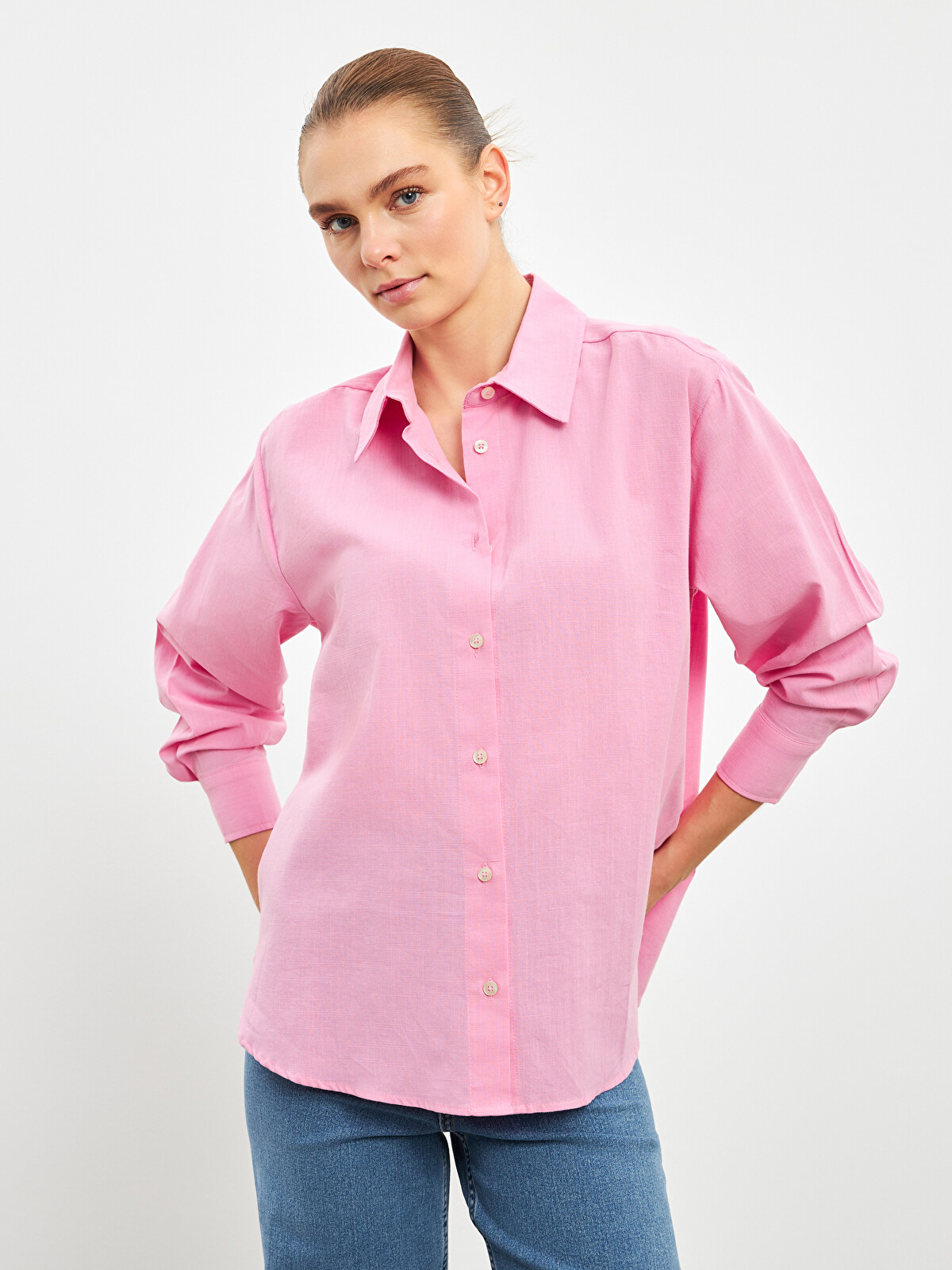 LCW Vision Woman Pink Shirt - S5DU52Z8-FJA | LC Waikiki
