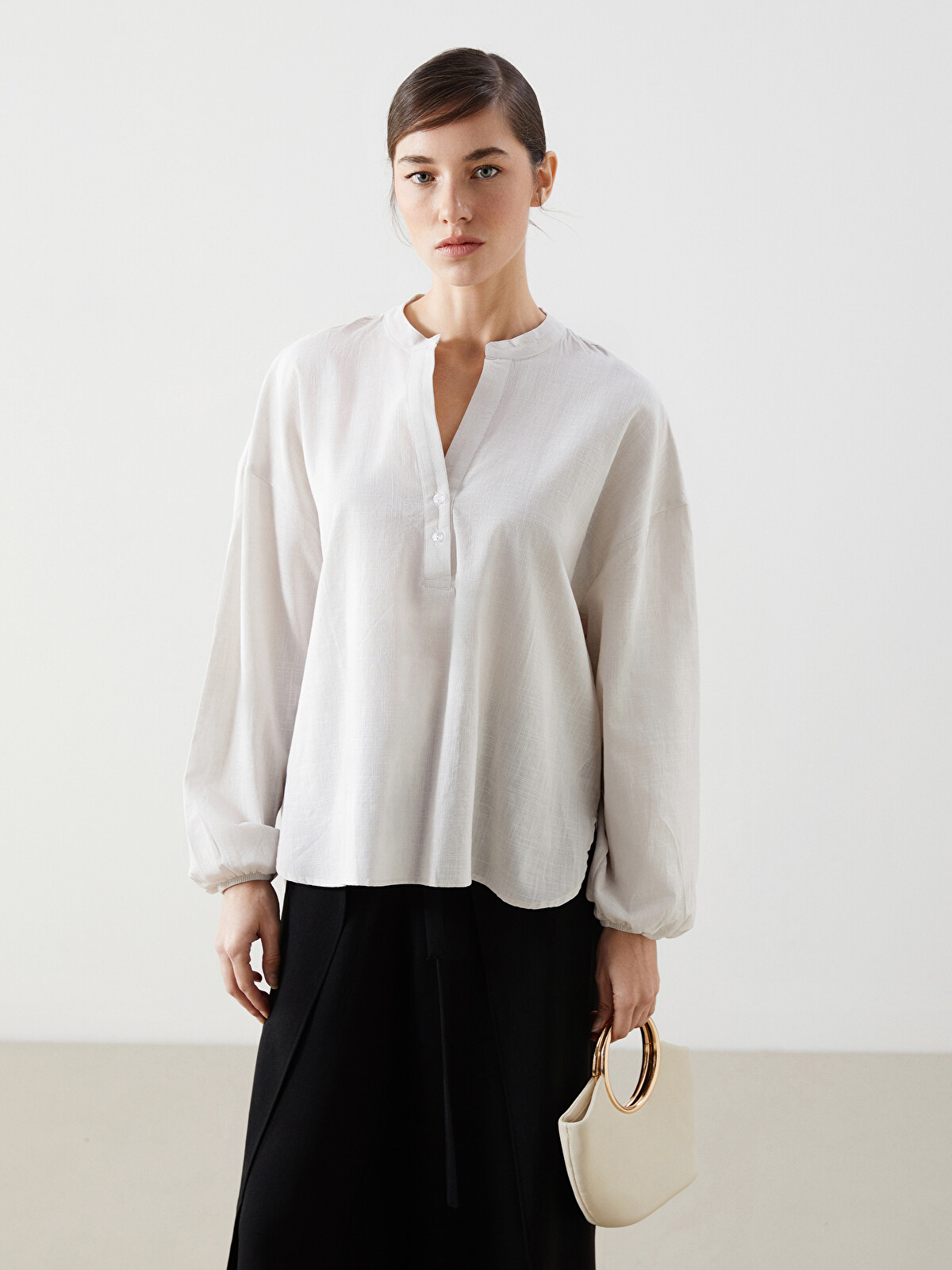 LCWAIKIKI Classic Notch Neck Oversize Women's Blouse - S5DU56Z8
