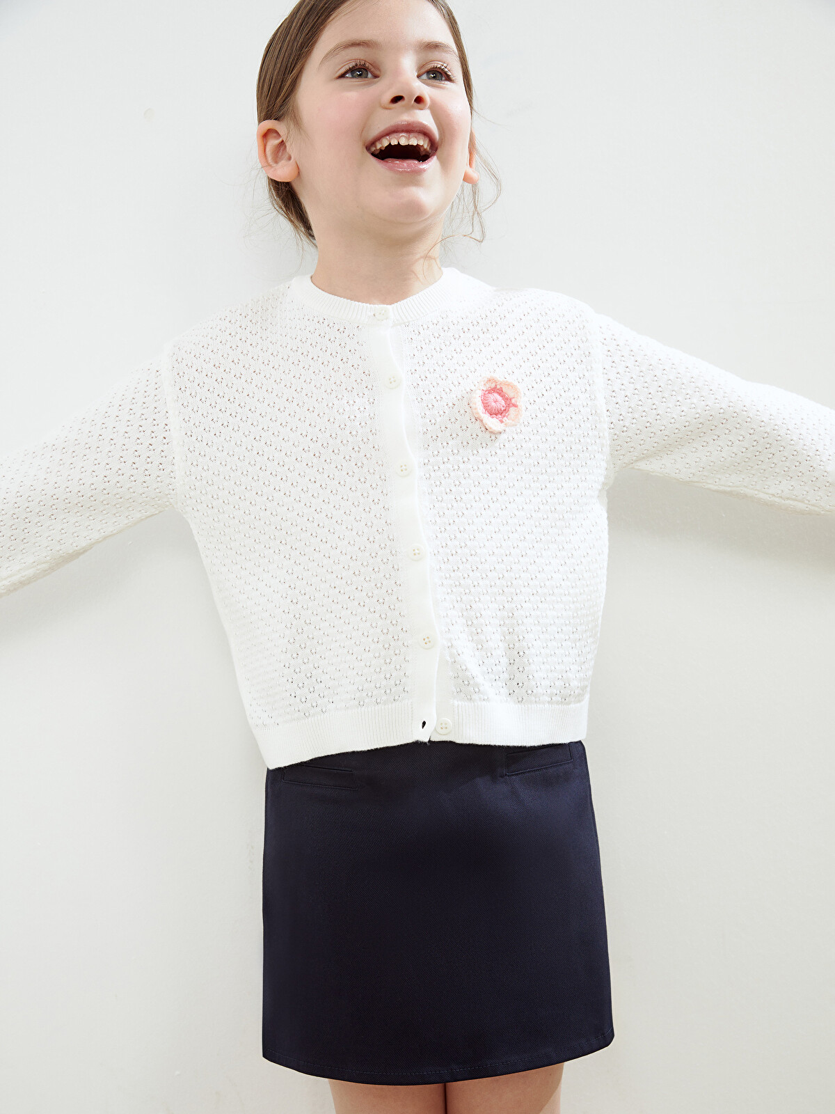 LCW Kids Cardigan Tricotat Pentru Fete Cu Guler Rotund - S5EE57Z1