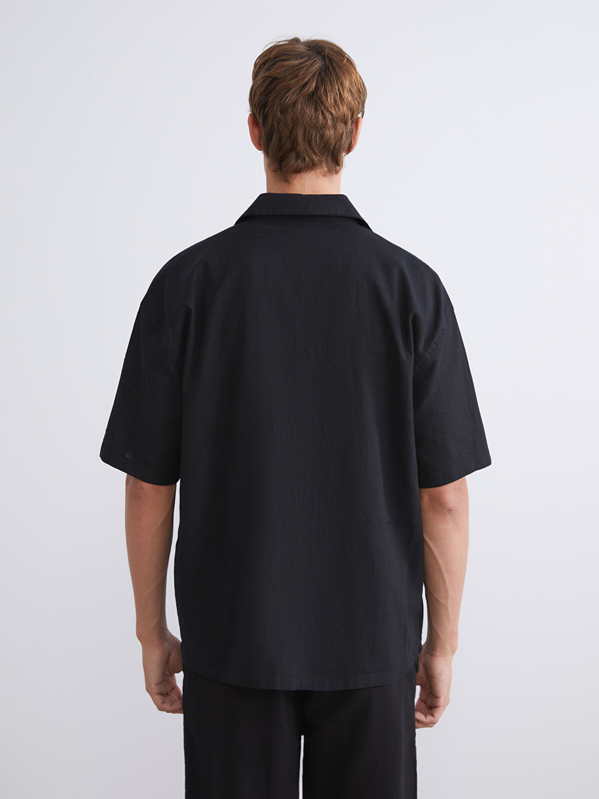 XSIDE Relaxed Fit Short Sleeve Linen-Look Men's Shirt