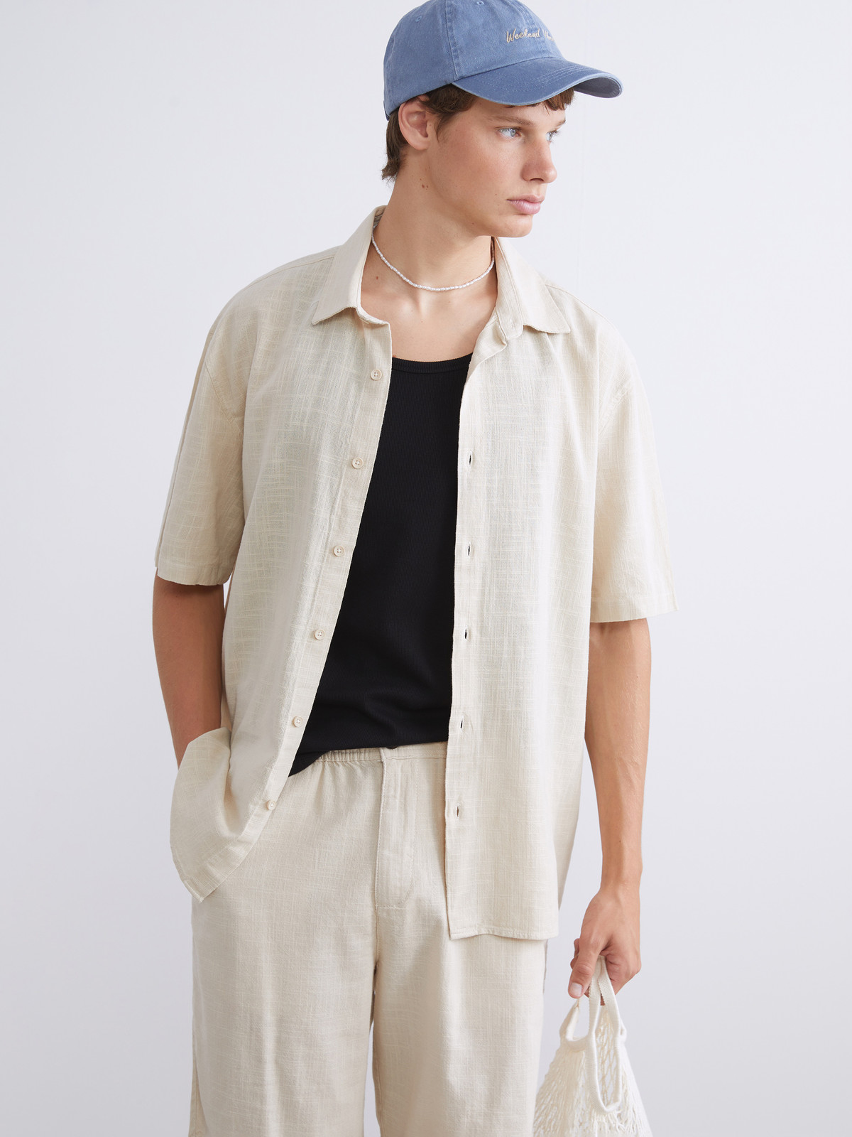 XSIDE Relaxed Fit Short Sleeve Linen-look Men's Shirt - S5EF76Z8