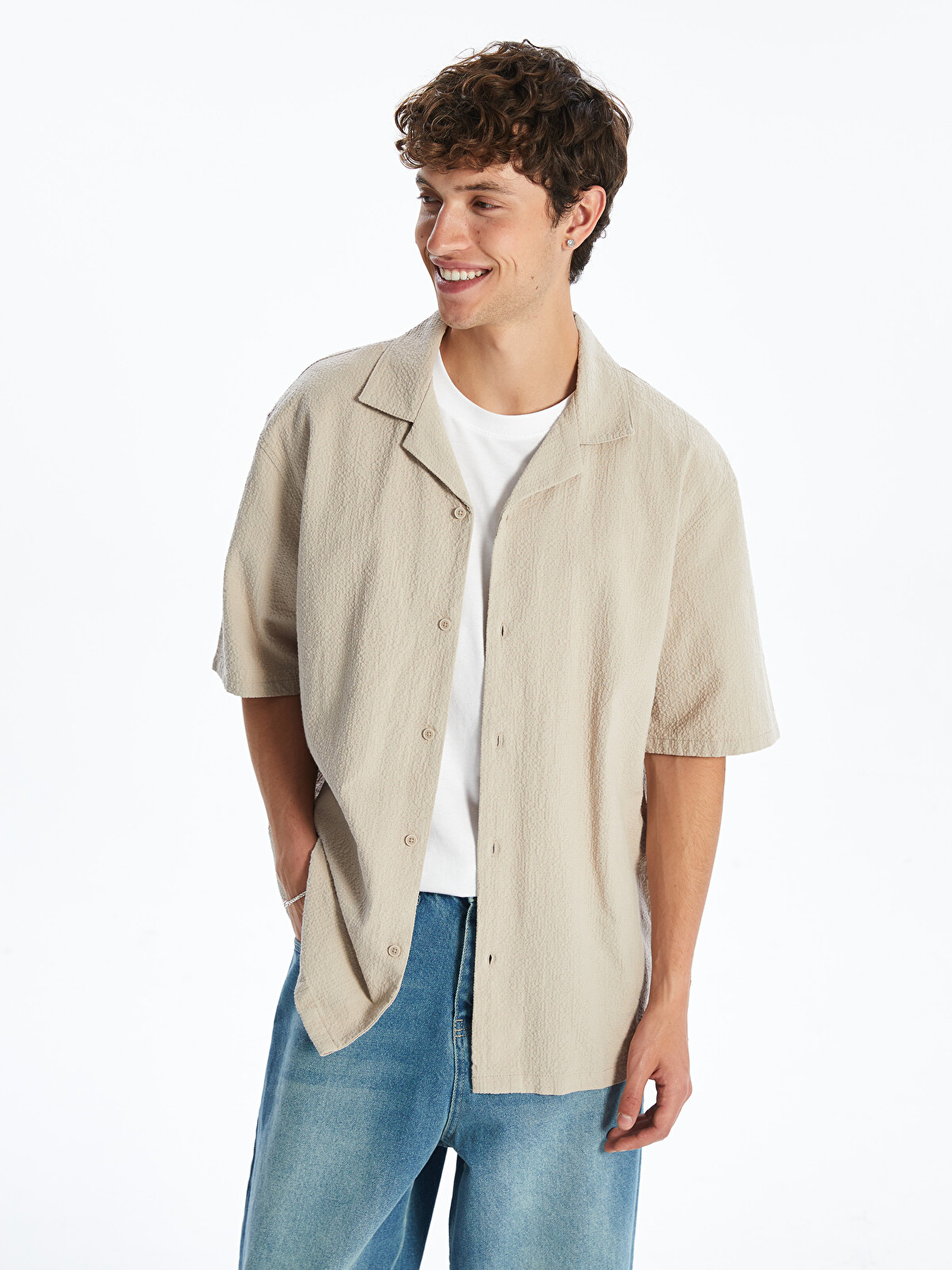 XSIDE Relaxed Fit Resort Collar Short Sleeve Men's Shirt