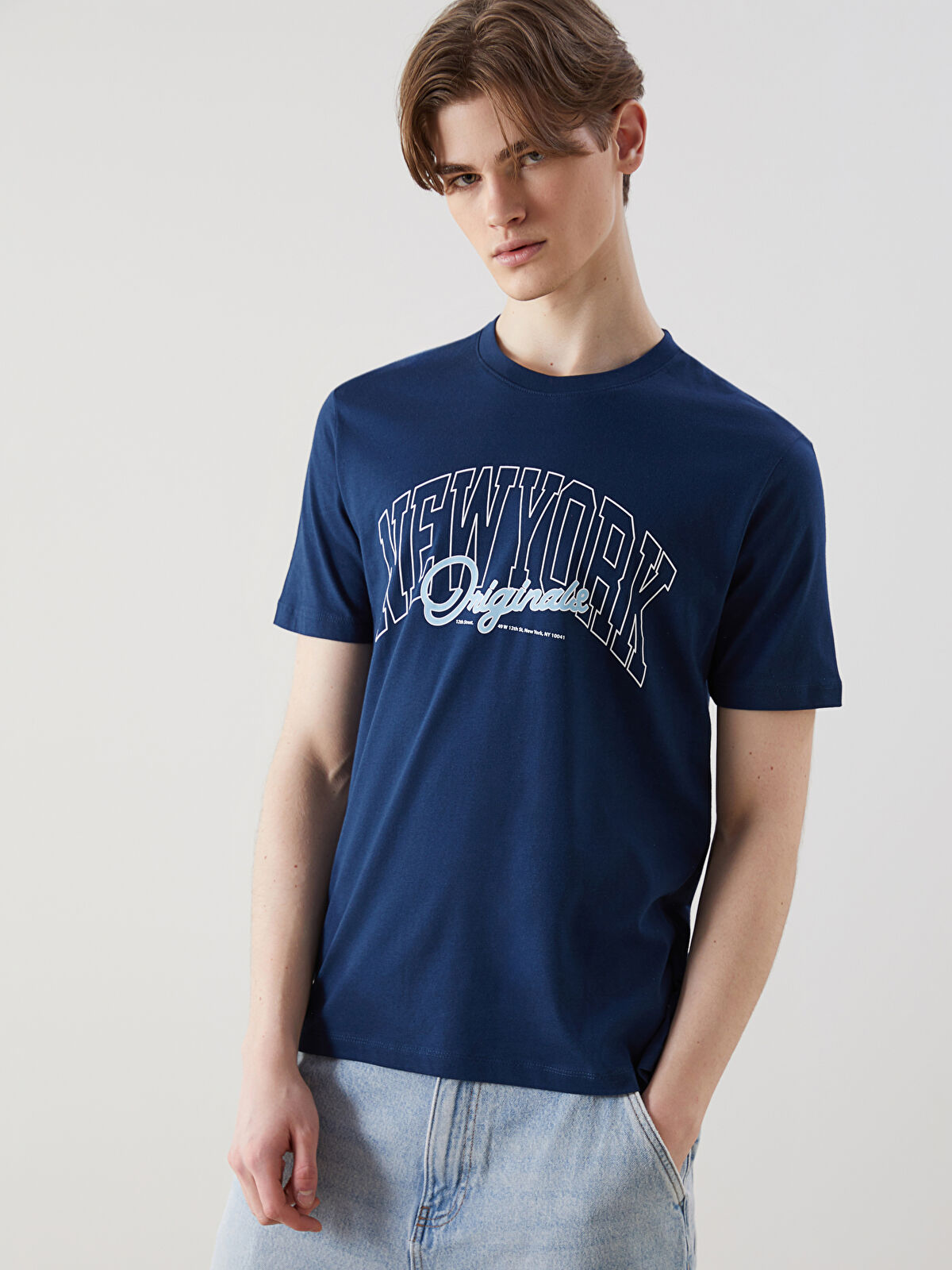 XSIDE Crew Neck New York Printed Jersey Men's T-Shirt - S5EG81Z8