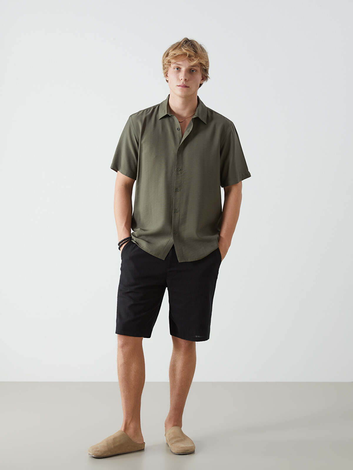 メンズウェア SMR XSIDE Standard Fit Linen-Look Men's Bermuda Shorts - S5EK58Z8-RQL