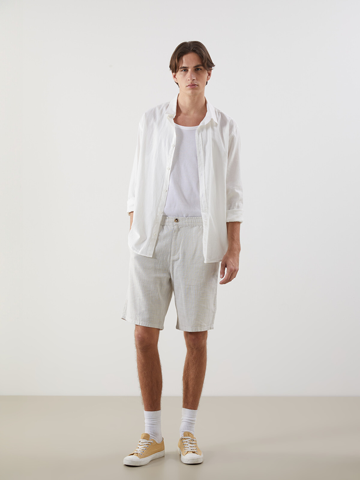 XSIDE Standard Fit Linen-Look Men's Bermuda Shorts - S5EK58Z8-V1F