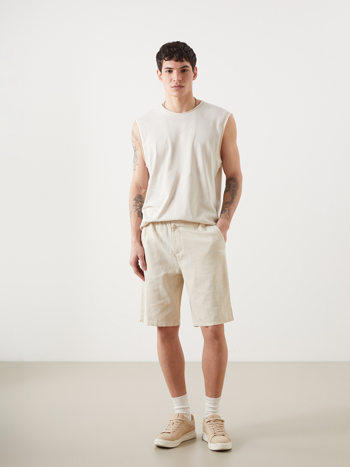 XSIDE Standard Fit Linen-look Men's Bermuda Shorts - S5EK58Z8-V1H
