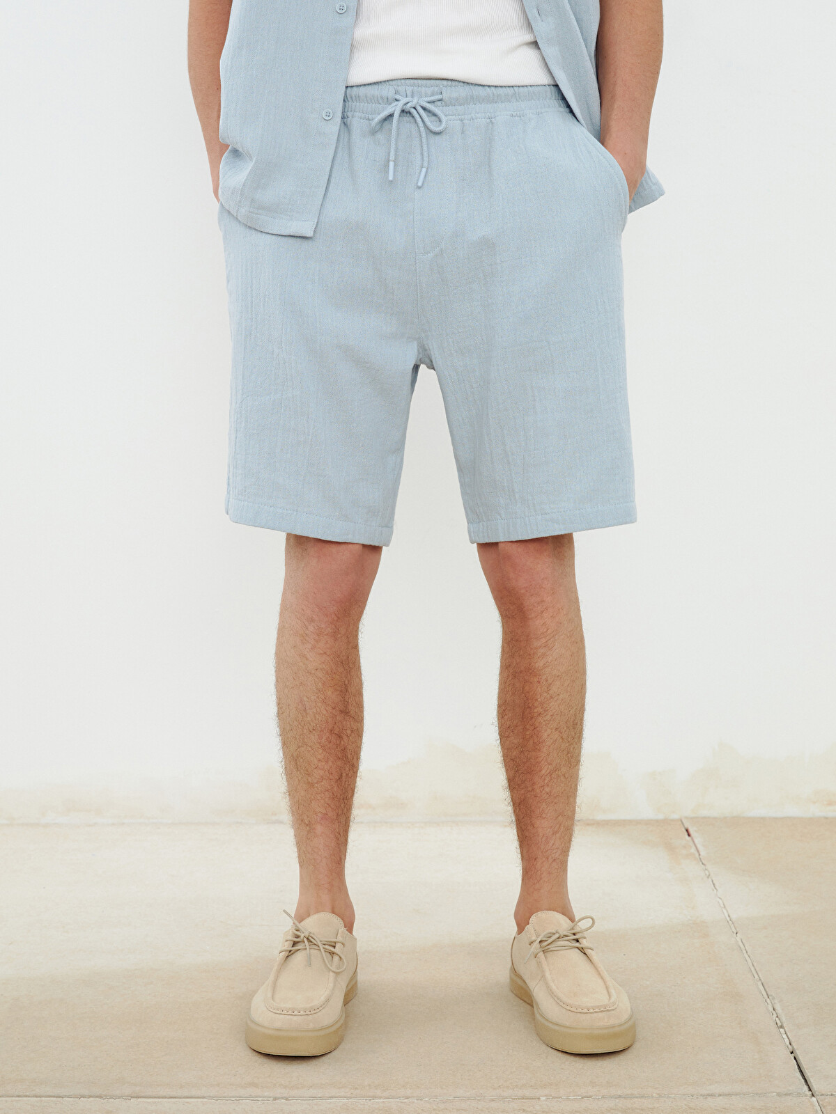 XSIDE Relaxed Fit Men's Muslin Shorts - S5ER30Z8-Z2P | LC Waikiki