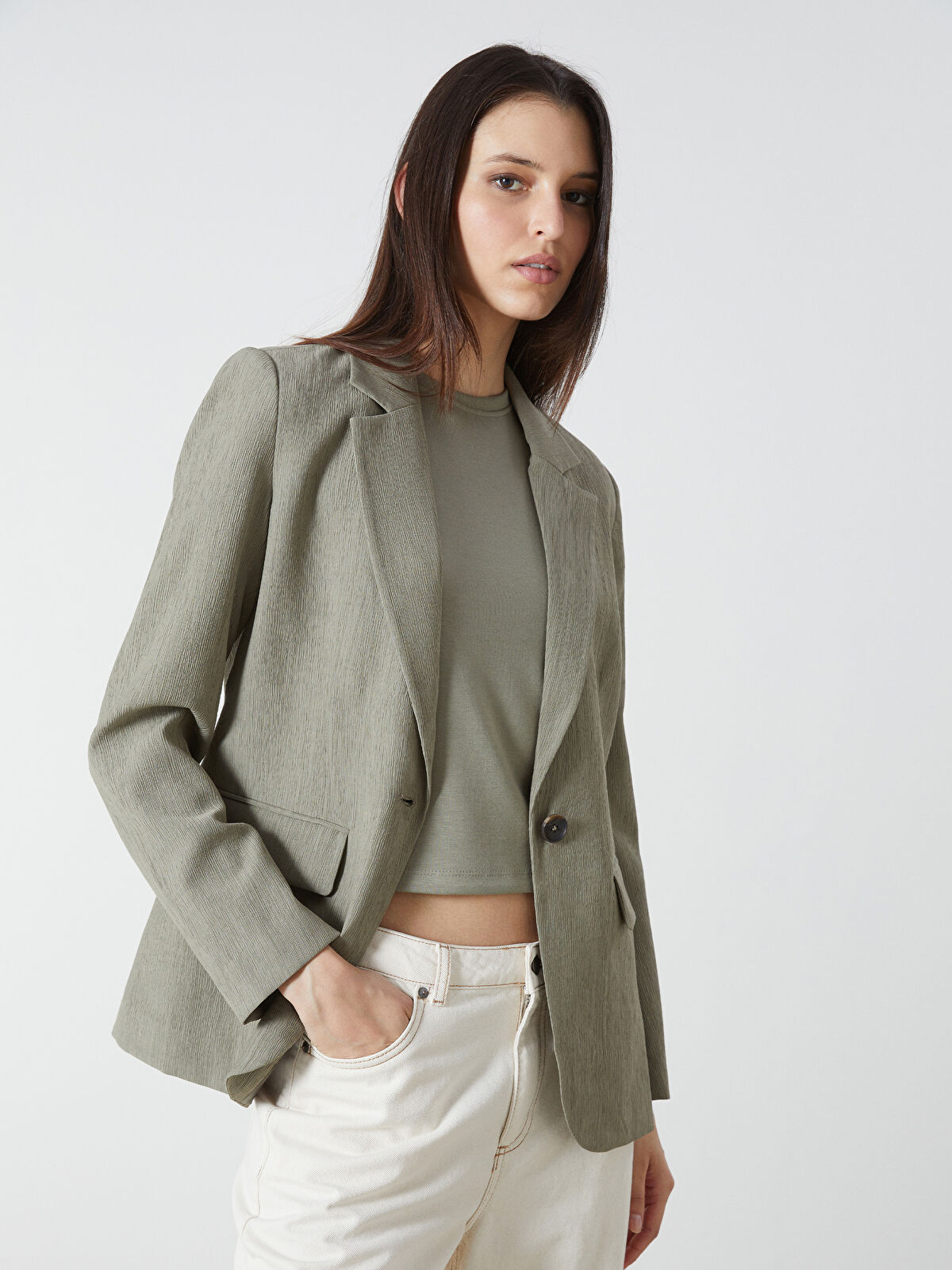 Rich I リッチアイ　24aw LAYERED BLUSON KHAKI Varsity Oversized Fleece Zip Up Jacket - Khaki Green