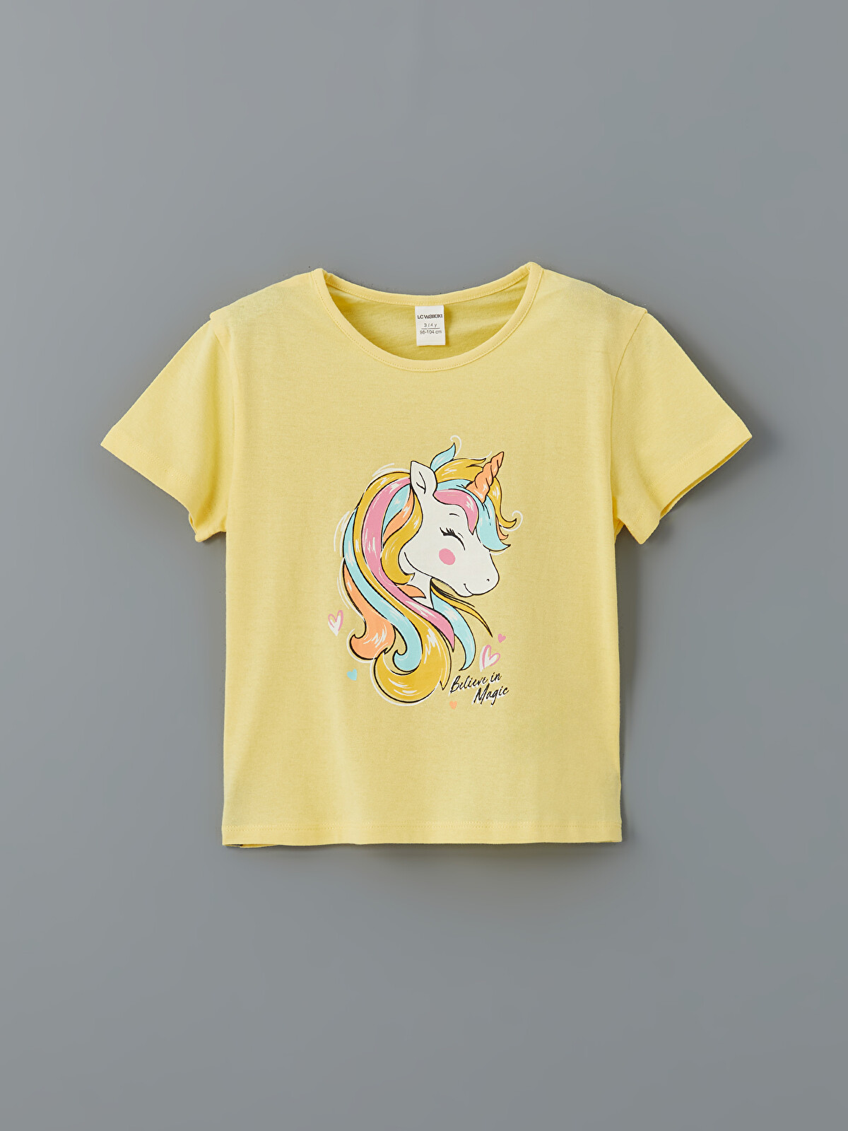 LCW Kids Sarı Bisiklet Yaka Kız Çocuk Tişört - S5EY14Z1-FRN | LCW