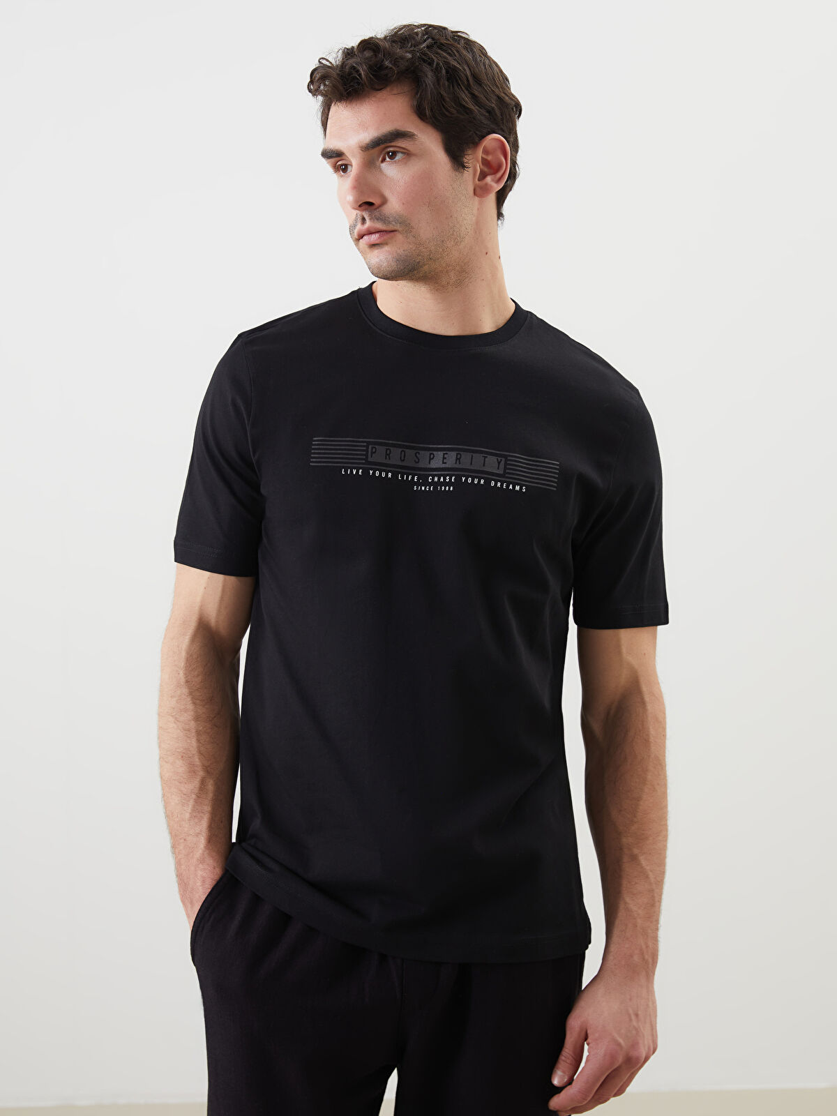 LCWAIKIKI Classic Crew Neck Short Sleeve Printed Combed Cotton