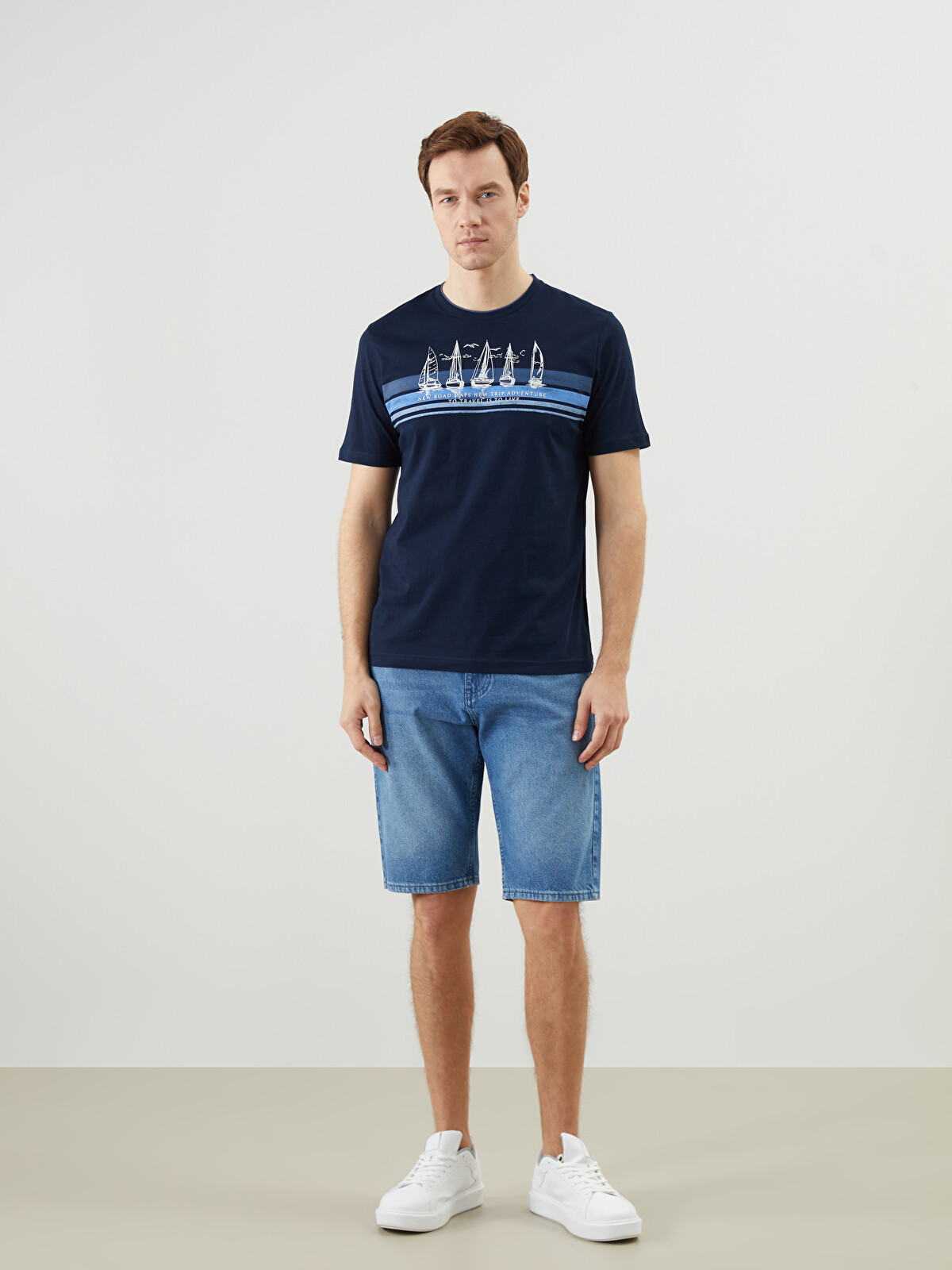 LCWAIKIKI Classic Crew Neck Short Sleeve Printed Combed Cotton