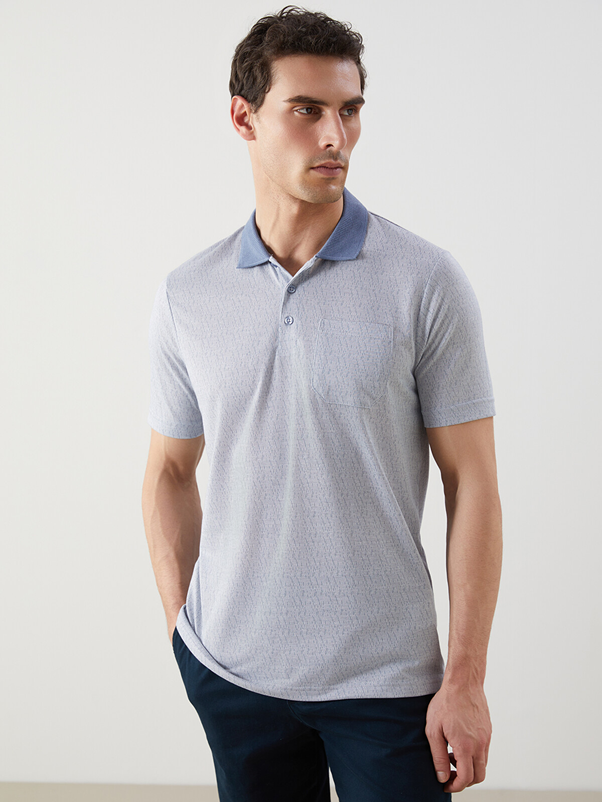 LCWAIKIKI Classic Polo Yaka Merserize Görünümlü Erkek Tişört