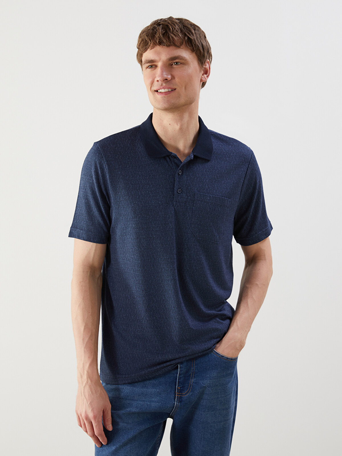 LCWAIKIKI Classic Polo Yaka Merserize Görünümlü Erkek Tişört