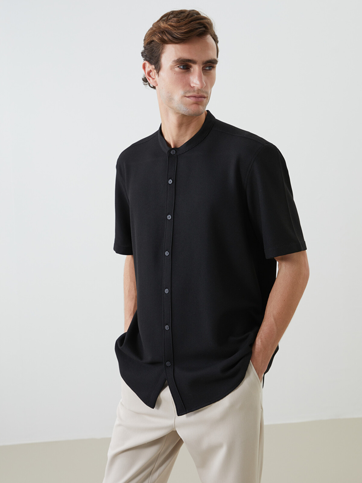 LCW Vision Regular Fit Short Sleeve Dobby Men's Textured Shirt