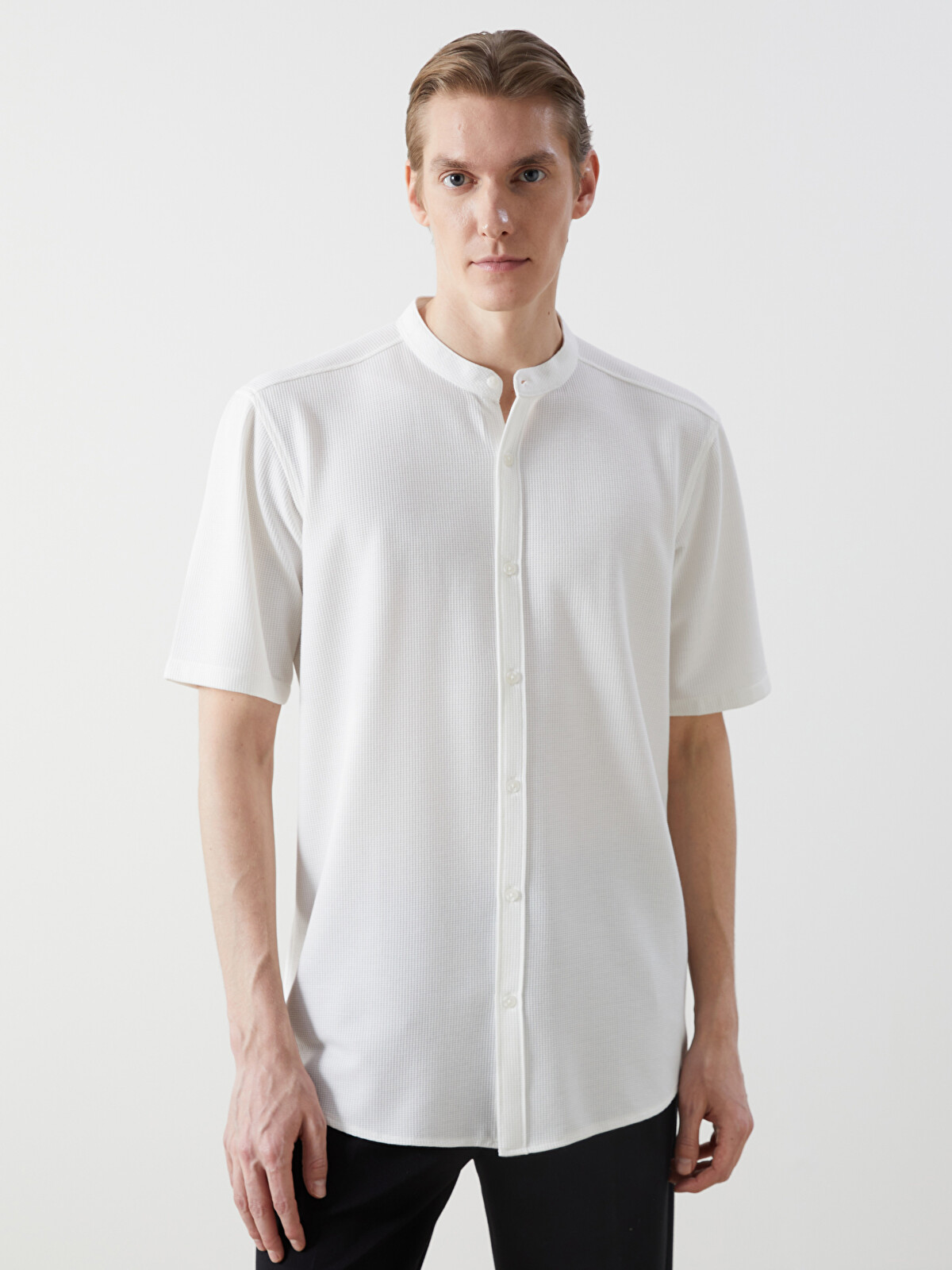 LCW Vision Regular Fit Short Sleeve Dobby Men's Textured Shirt