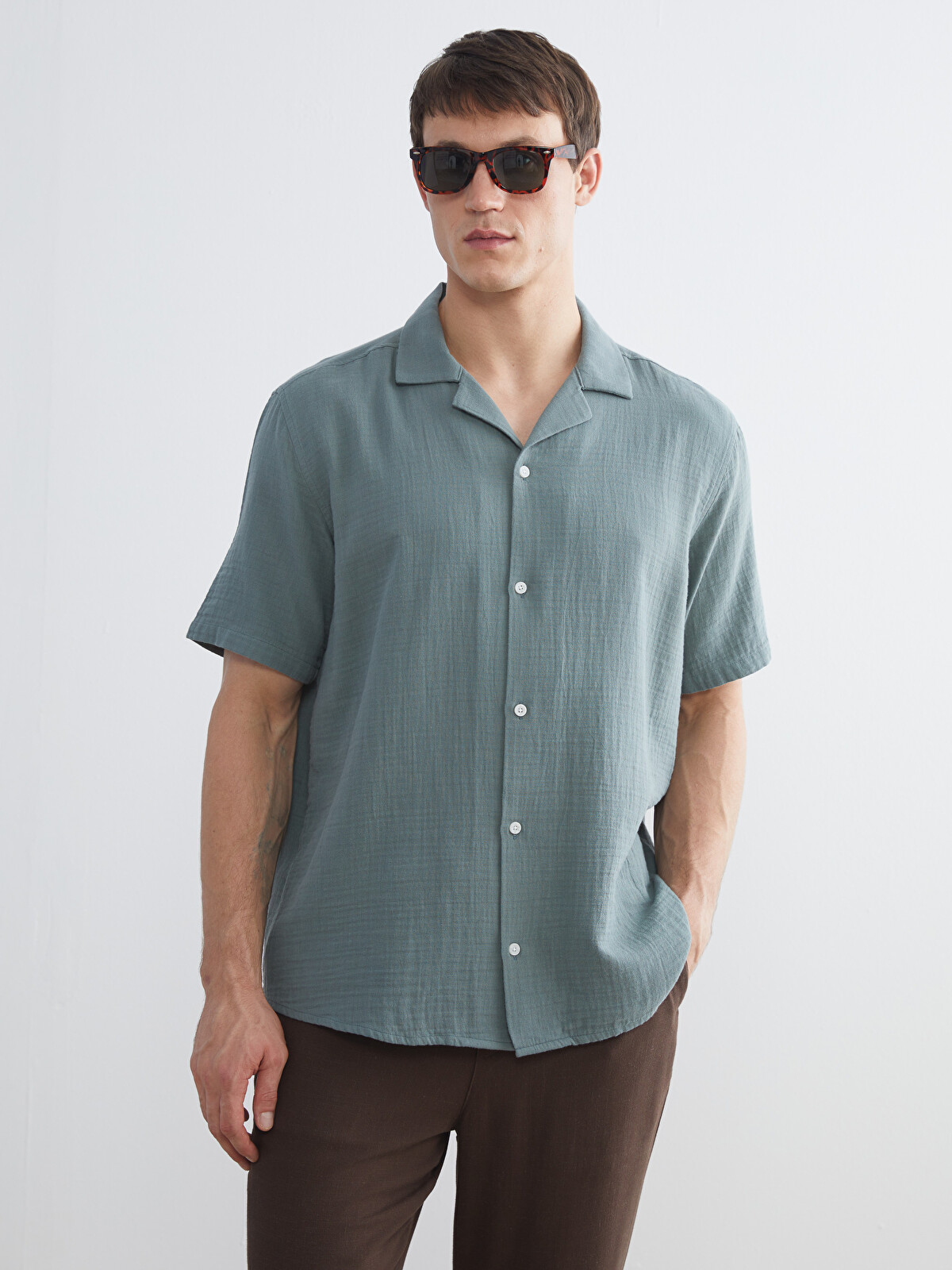 LCW Vision Standard Fit Short Sleeve Men's Shirt - S5FB74Z8-ZP9
