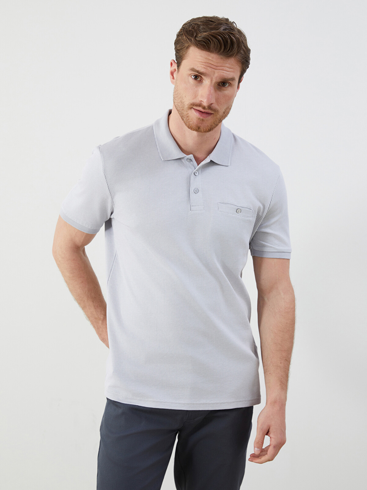 LCWAIKIKI Classic Polo Yaka Merserize Görünümlü Erkek Tişört