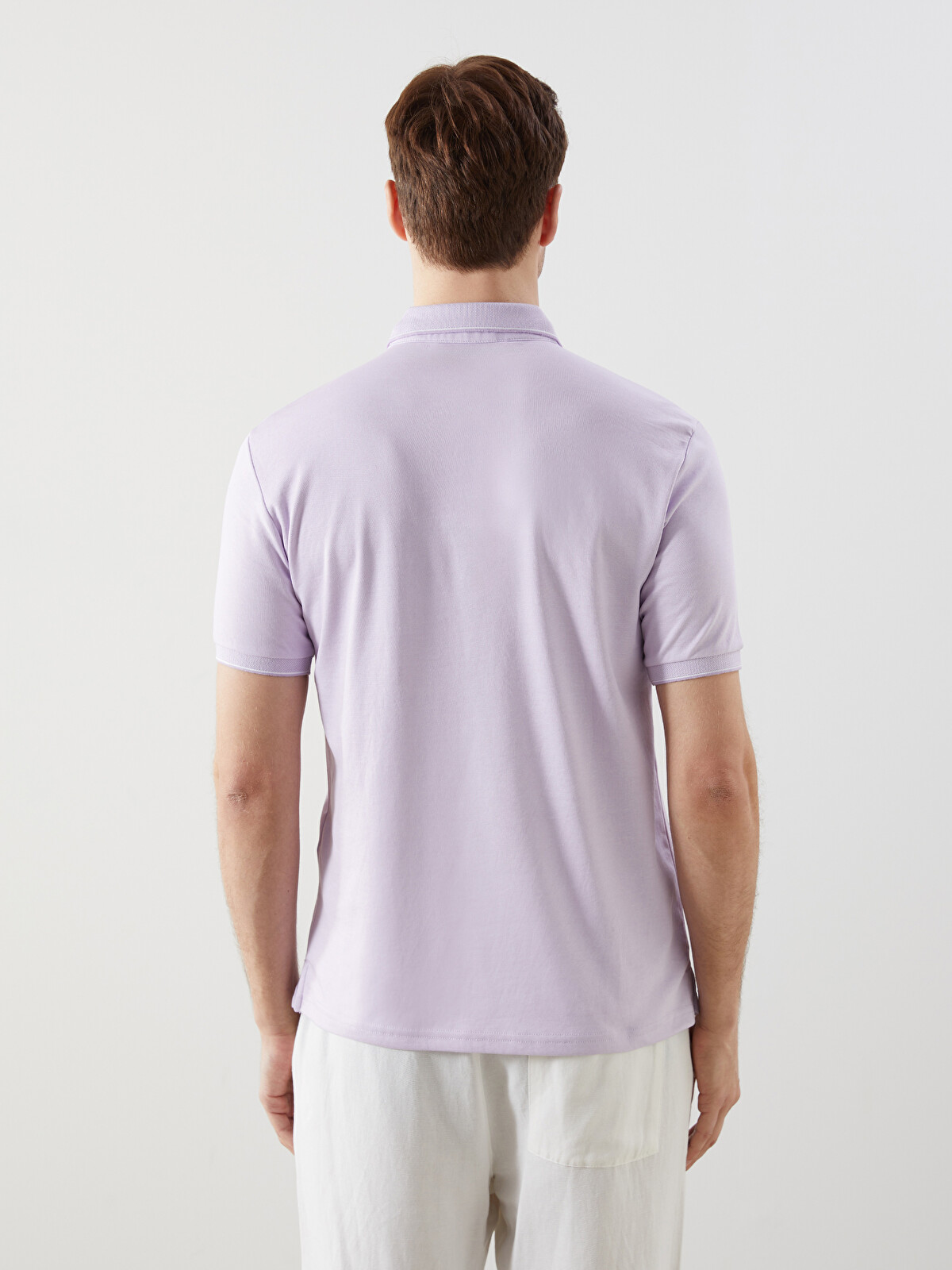 LCWAIKIKI Classic Lila Polo Yaka Merserize Görünümlü Erkek Tişört