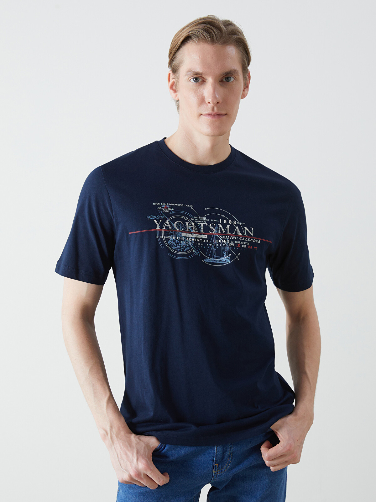 LCWAIKIKI Classic Crew Neck Short Sleeve Printed Combed Cotton
