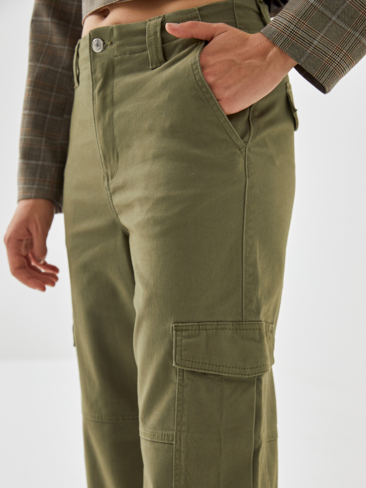 XSIDE Pantaloni Cargo Standard Fit Gabardină pentru Femei