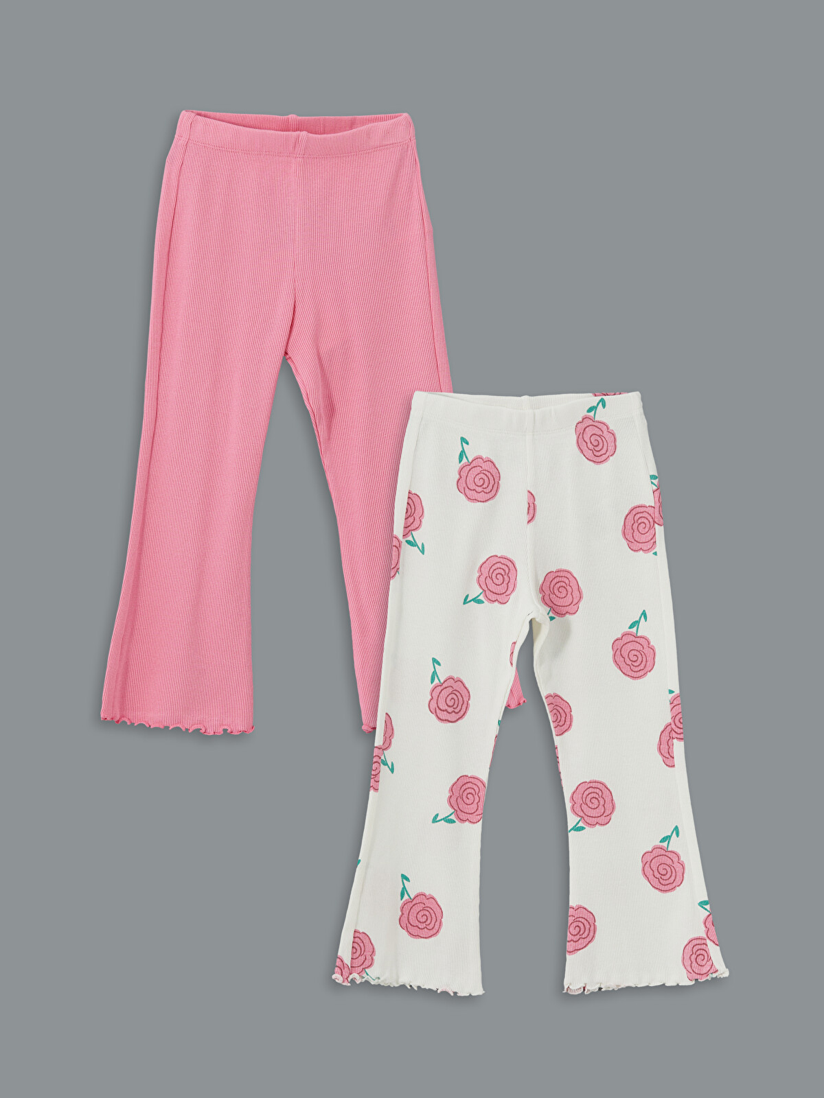 LCW Kids Floral Flared Baby Girls Leggings 2 Pack - S5FD19Z1-FNL