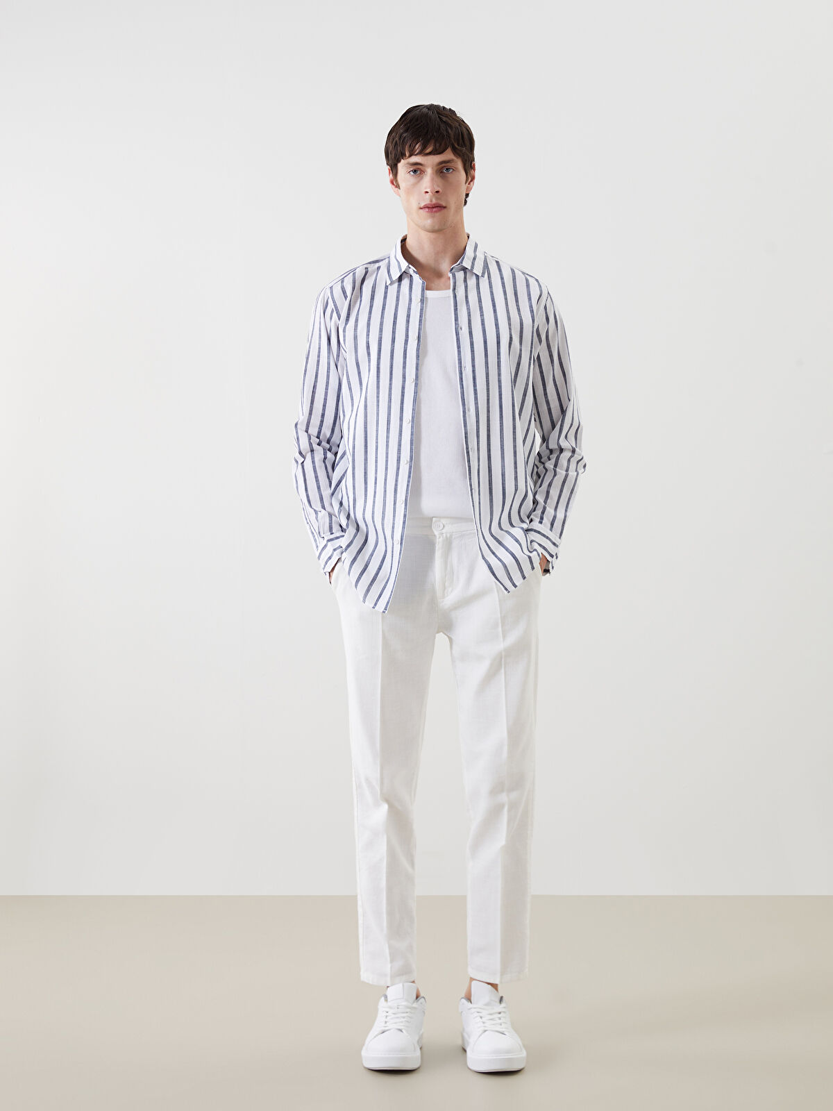 SOUTHBLUE Slim Fit Long Sleeve Striped Poplin Men's Shirt