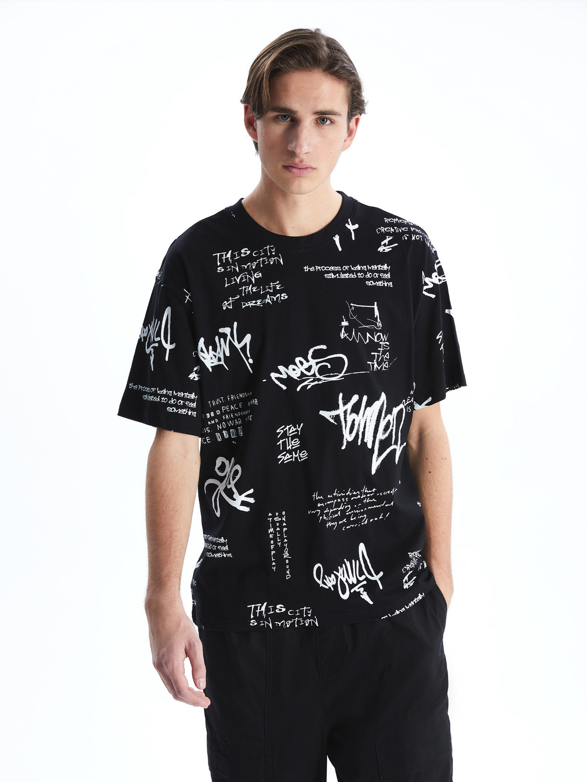 XSIDE Crew Neck Printed Jersey Men's T-shirt - S5FD77Z8-CVL | LC