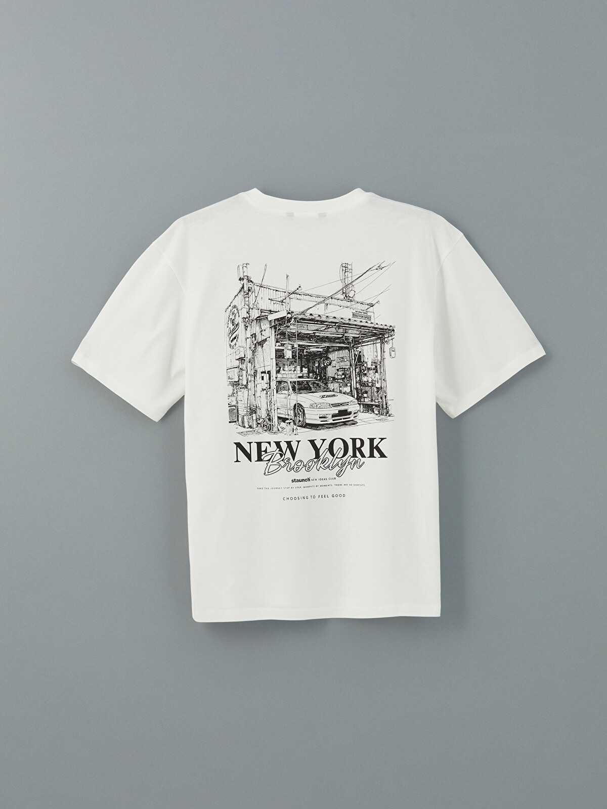 XSIDE Crew Neck New York Printed Jersey Men's T-shirt - S5FD80Z8