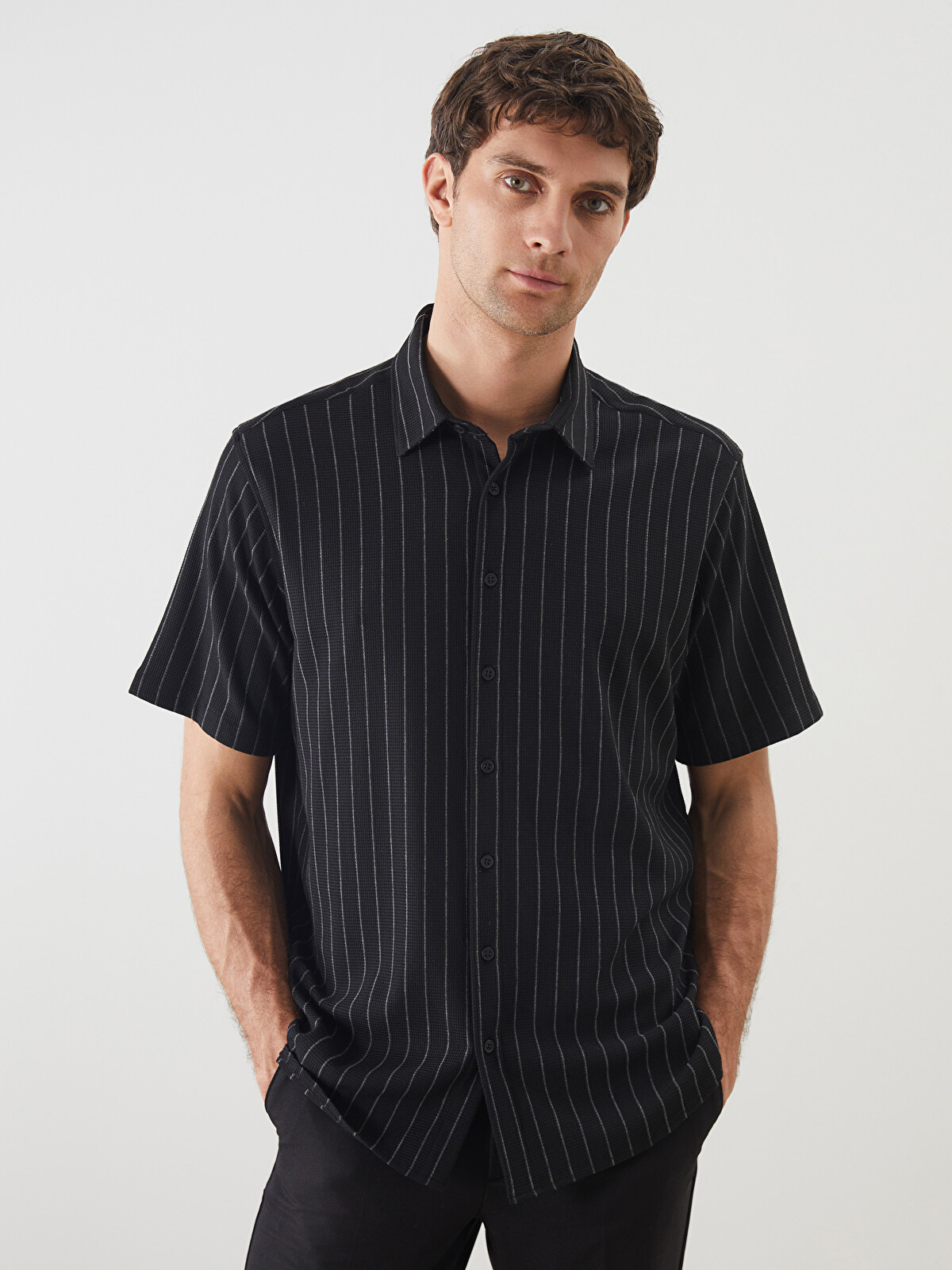 LCW Vision Regular Fit Short Sleeve Striped Men's Shirt - S5FD83Z8