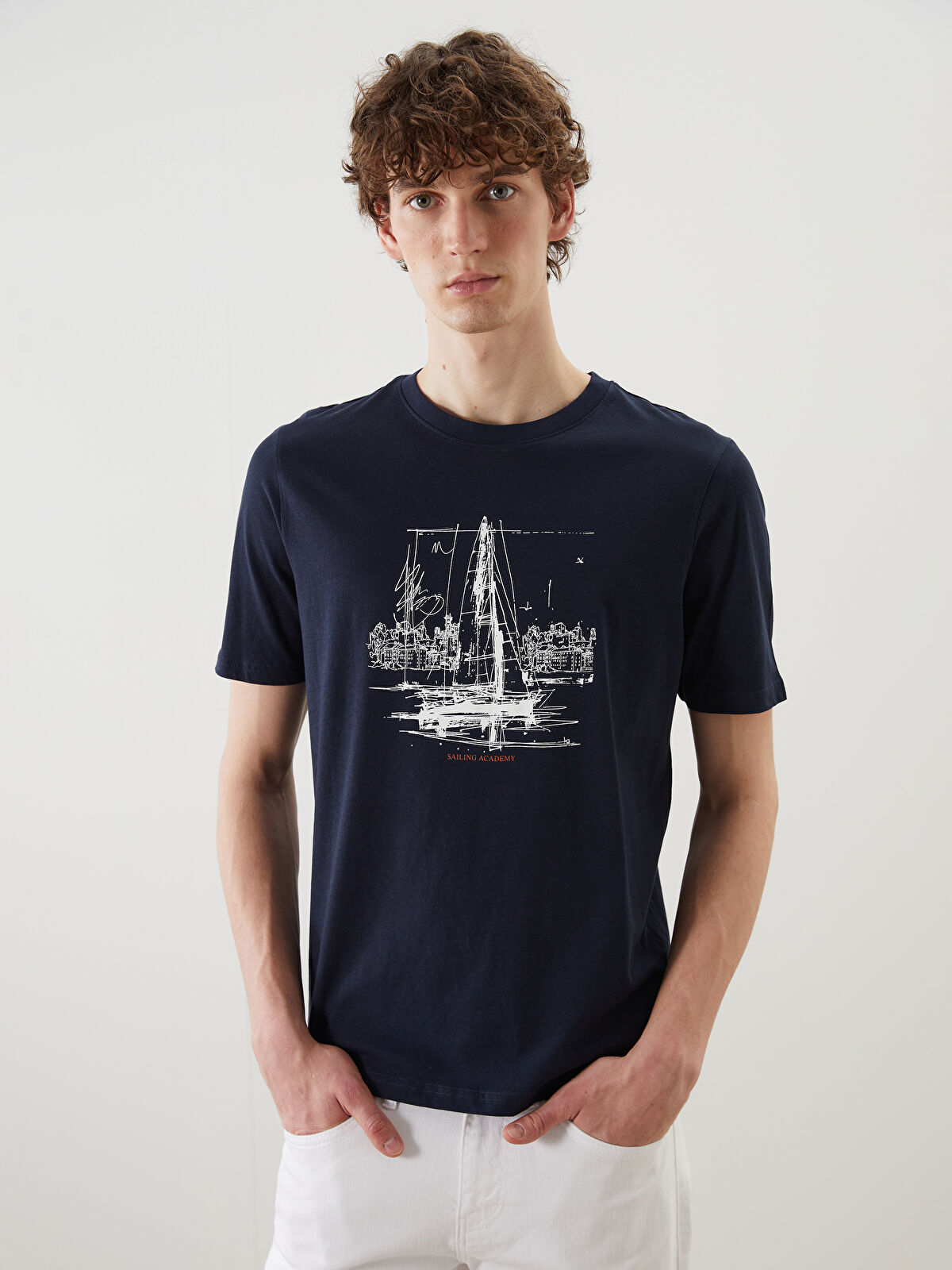 Crew Neck Printed Jersey Men's T-Shirt -S5FD91Z8-SJW - LC