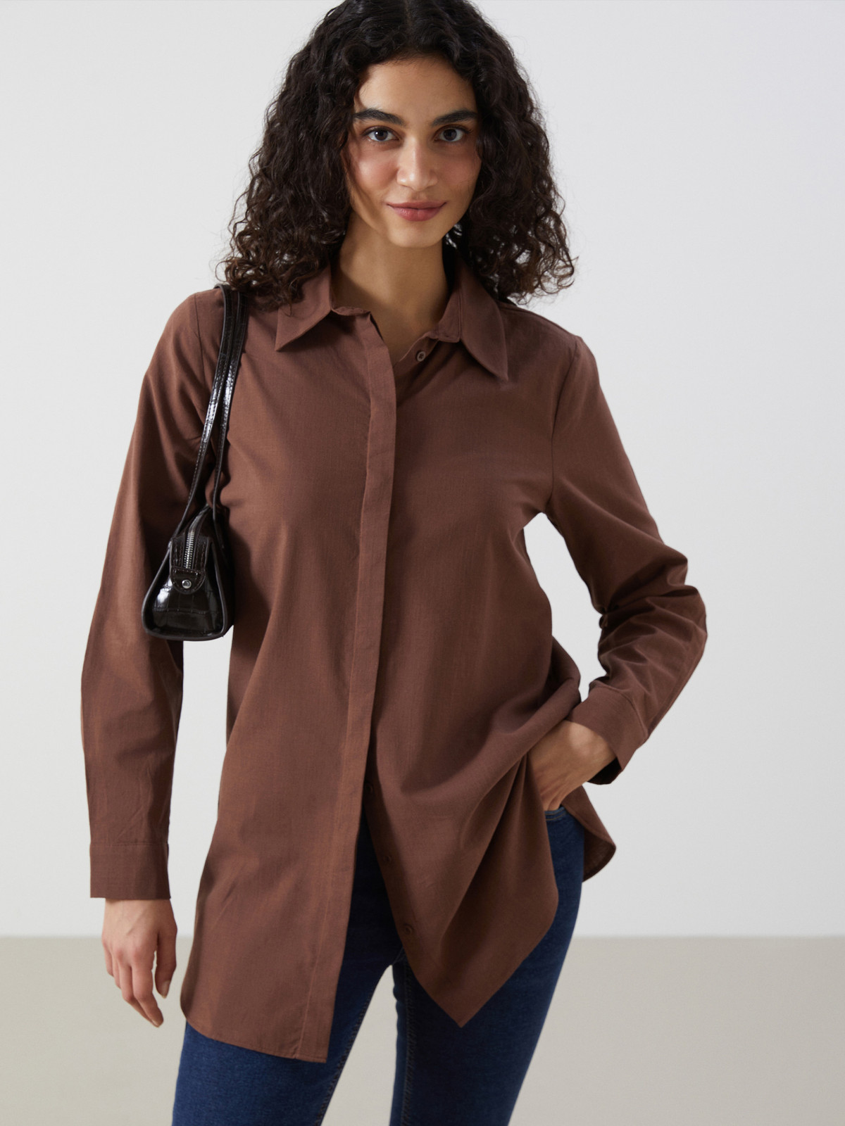 LCW Modest Regular Fit Women's Shirt Tunic - S5FH76Z8-YZN | LC Waikiki