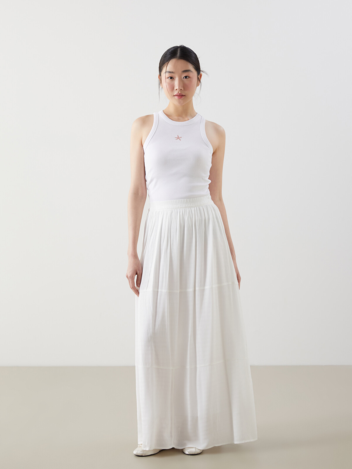 XSIDE Elastic Waist Viscose Skirt - S5FO81Z8-Q6K | LC Waikiki
