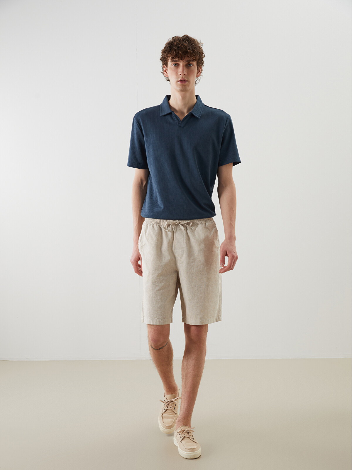 極希少　80s USA製 LINEN WIDE SHORTS XSIDE Relaxed Fit Linen Blend Men's Shorts - S5FQ93Z8-QYX | LC Waikiki