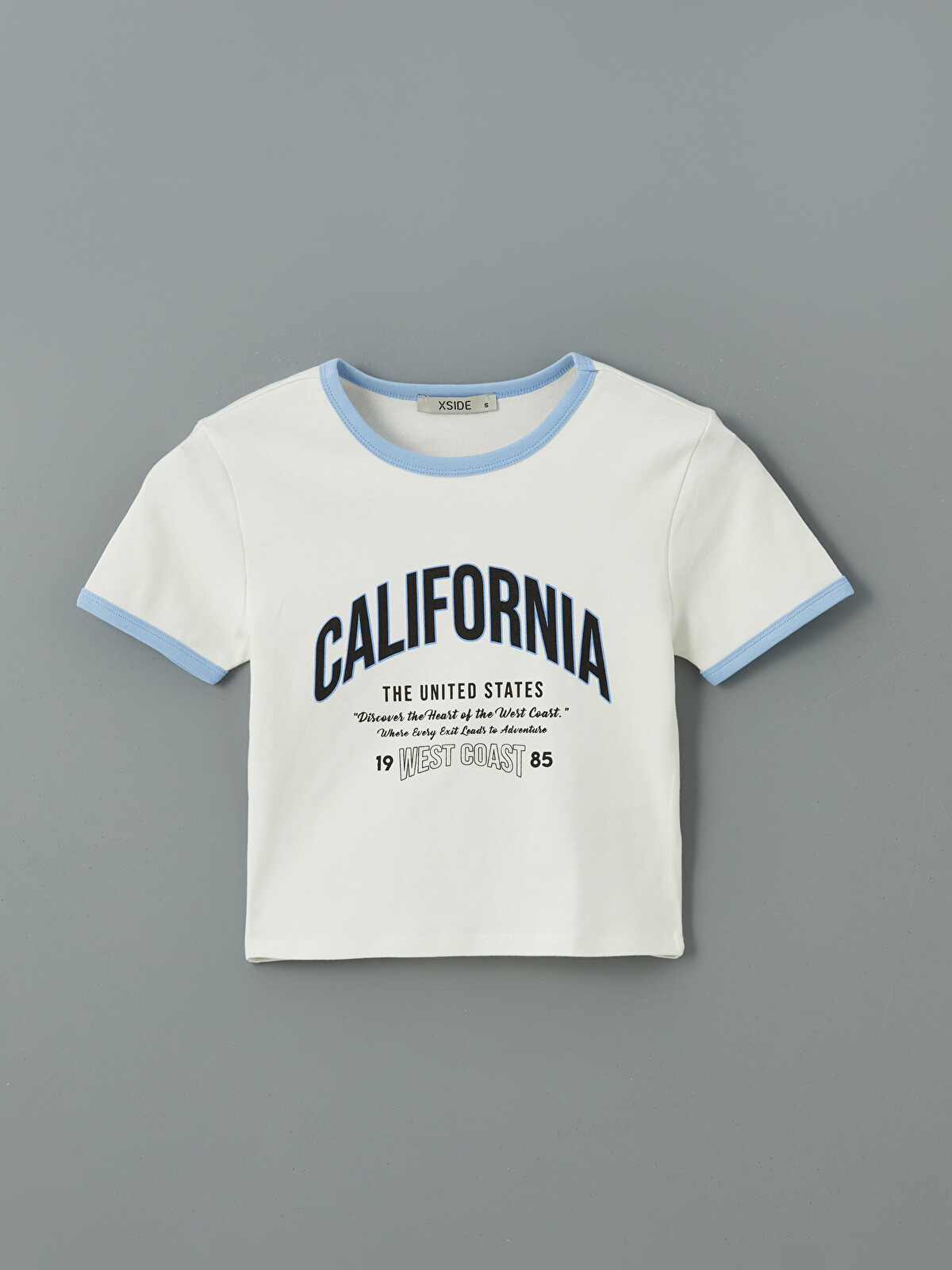 XSIDE Crew Neck California Printed Women's Crop Top - S5FU46Z8-R9J