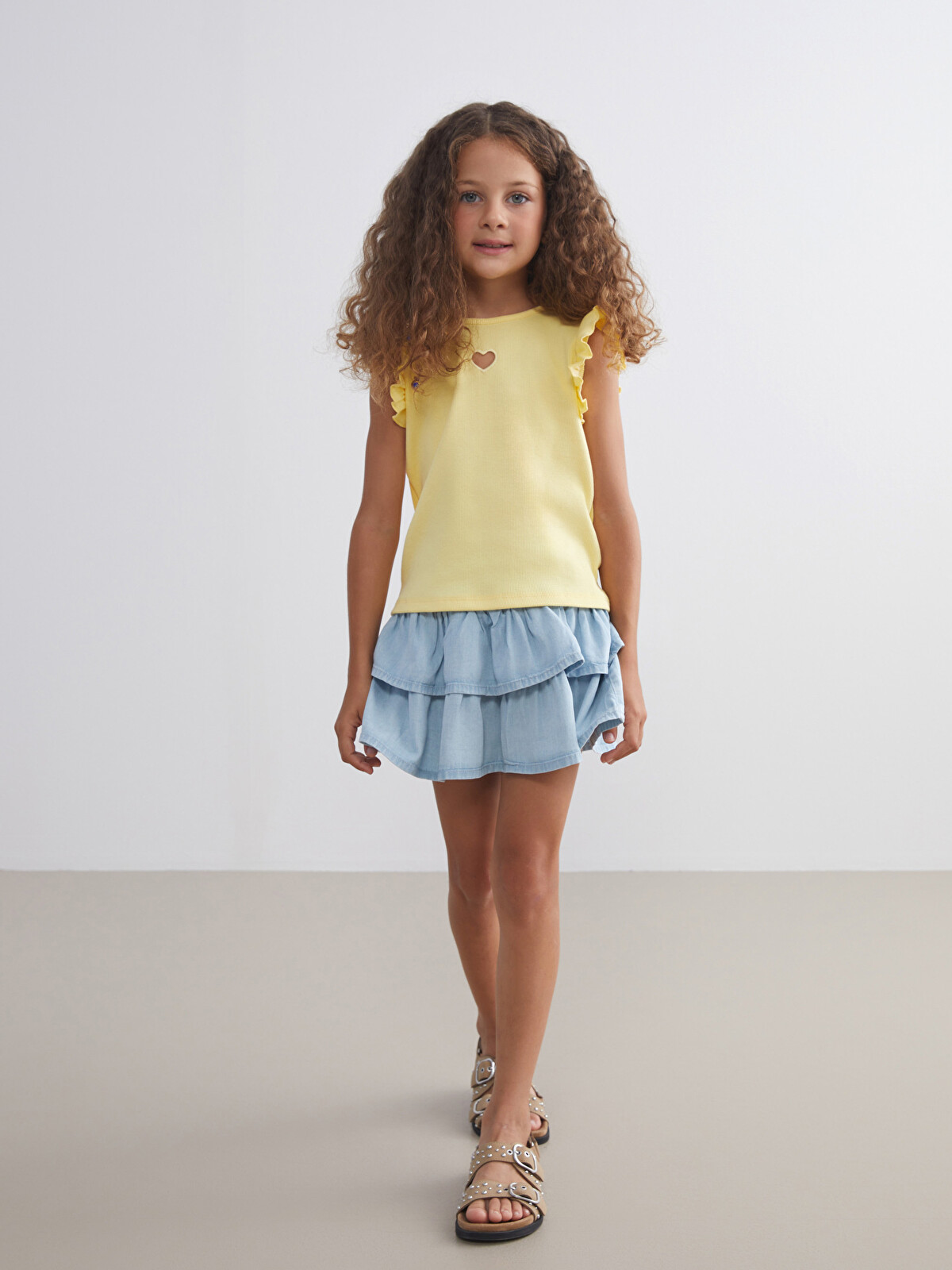 LCW Kids Elastic Waist Girl Jean Skirt - S5FV64Z1-LR1 | LC Waikiki