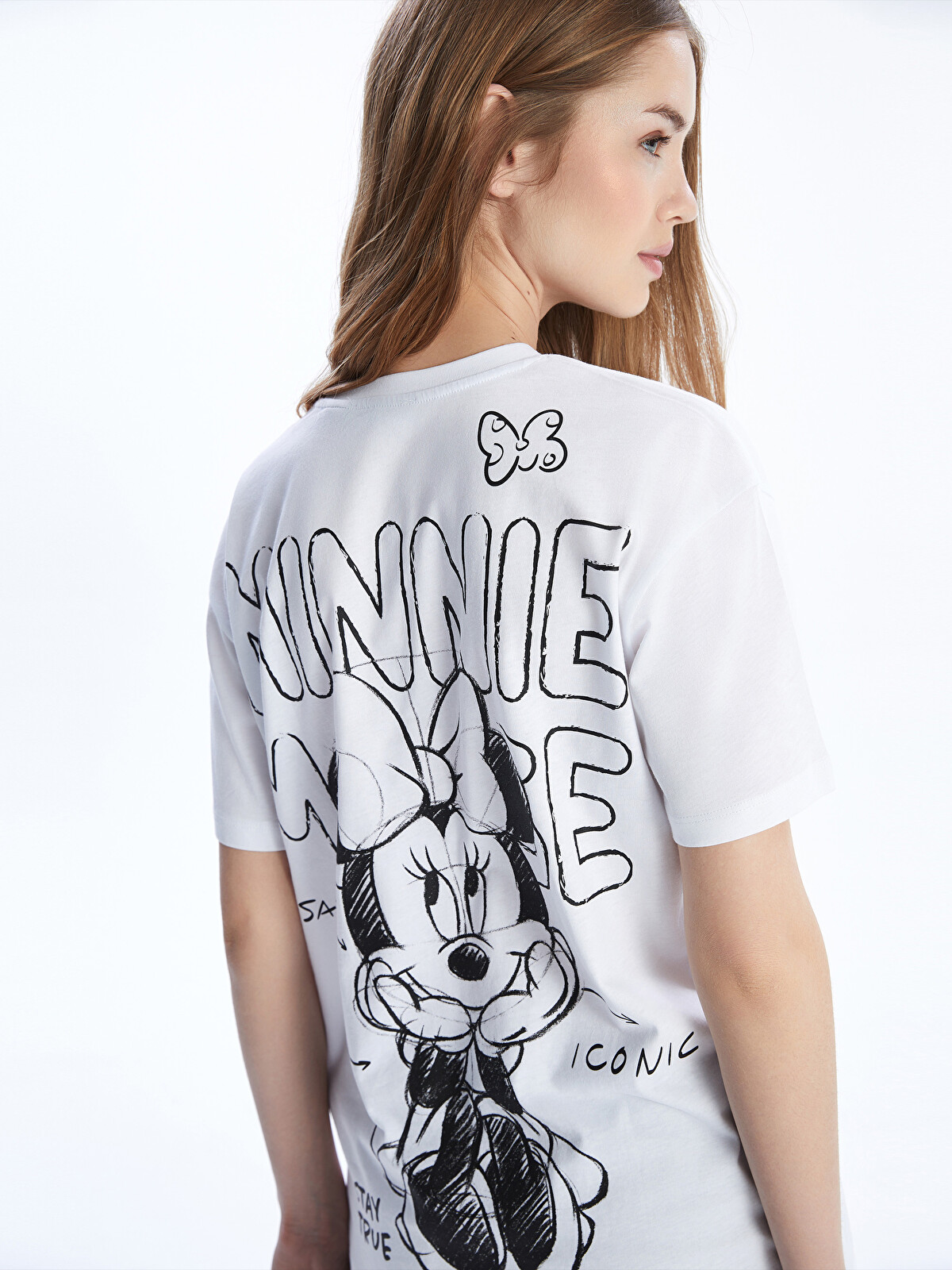 XSIDE Crew Neck Mickey And Minnie Mouse Printed Women's T-shirt