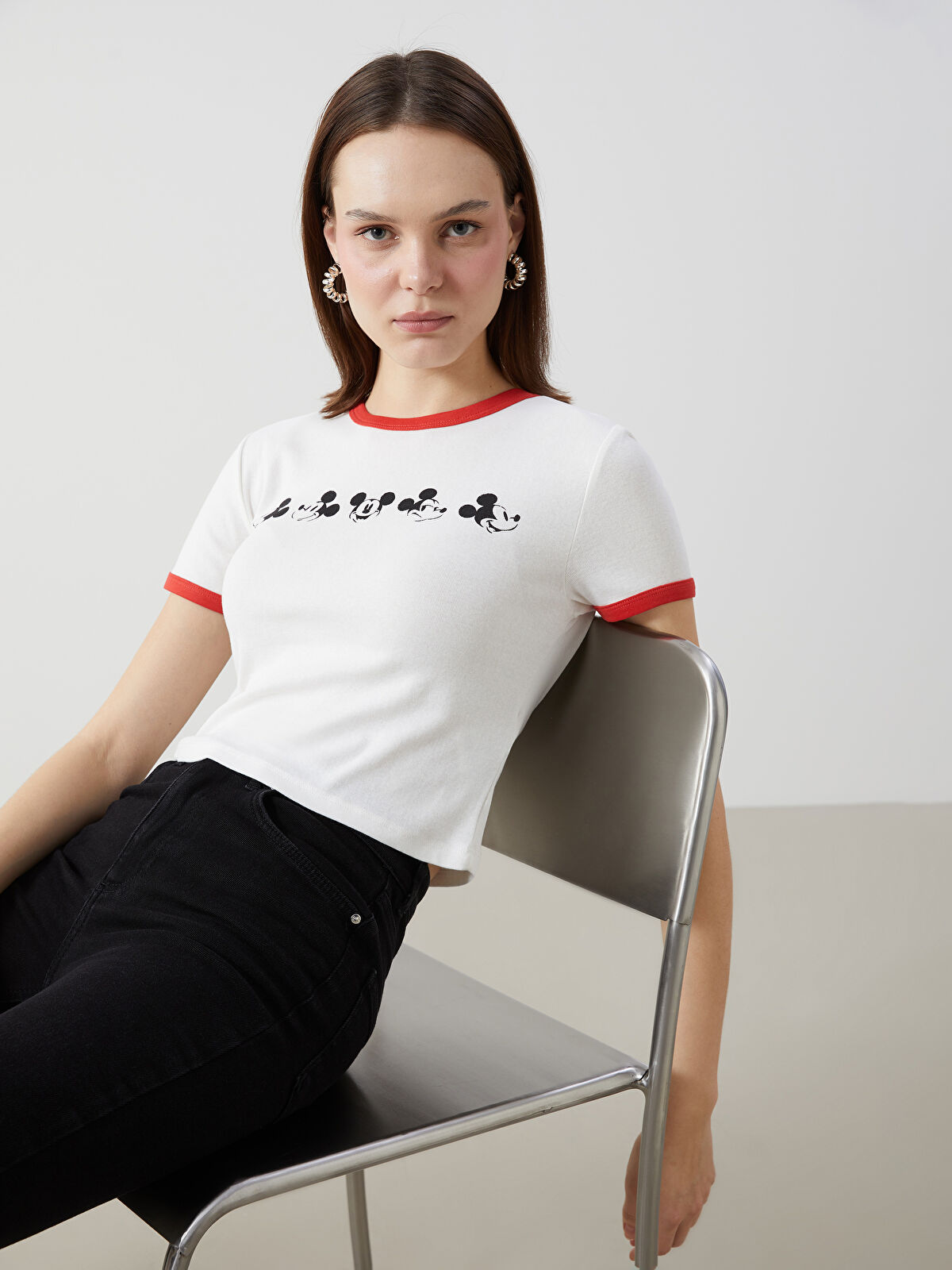 XSIDE Crew Neck Mickey Mouse Printed Women's T-Shirt - S5FY80Z8