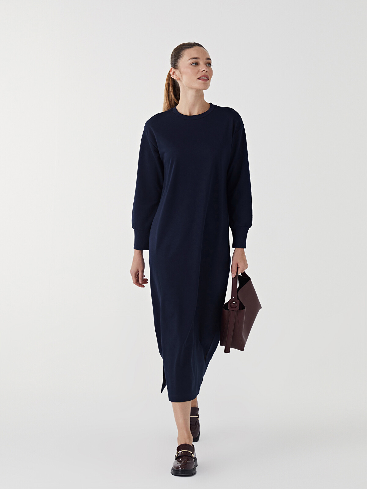 LCW Modest Bisiklet Yaka Kadın Sweat Elbise - S5G102Z8-VZX | LC