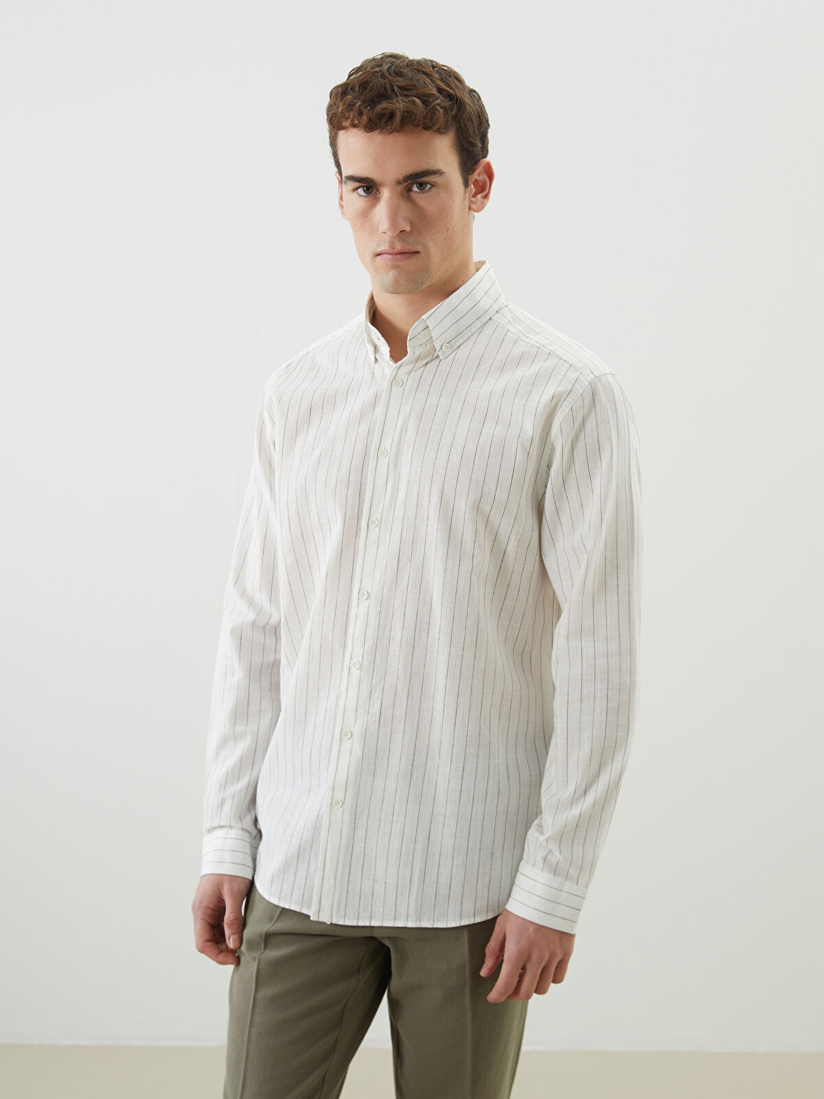 SOUTHBLUE Slim Fit Long Sleeve Striped Poplin Men's Shirt