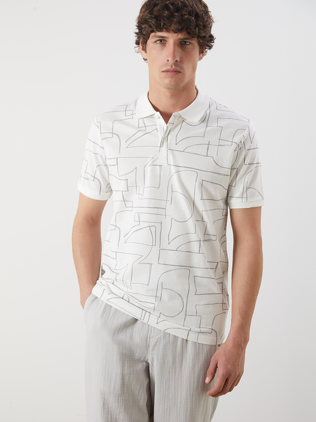 LCW Vision Polo Neck Short Sleeve Patterned Pique Men's T-Shirt