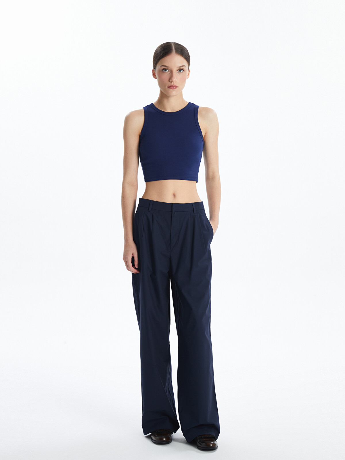 LCW Vision Lacivert Kaşkorse Düz Süper Skinny & Ekstra Dar Kolsuz