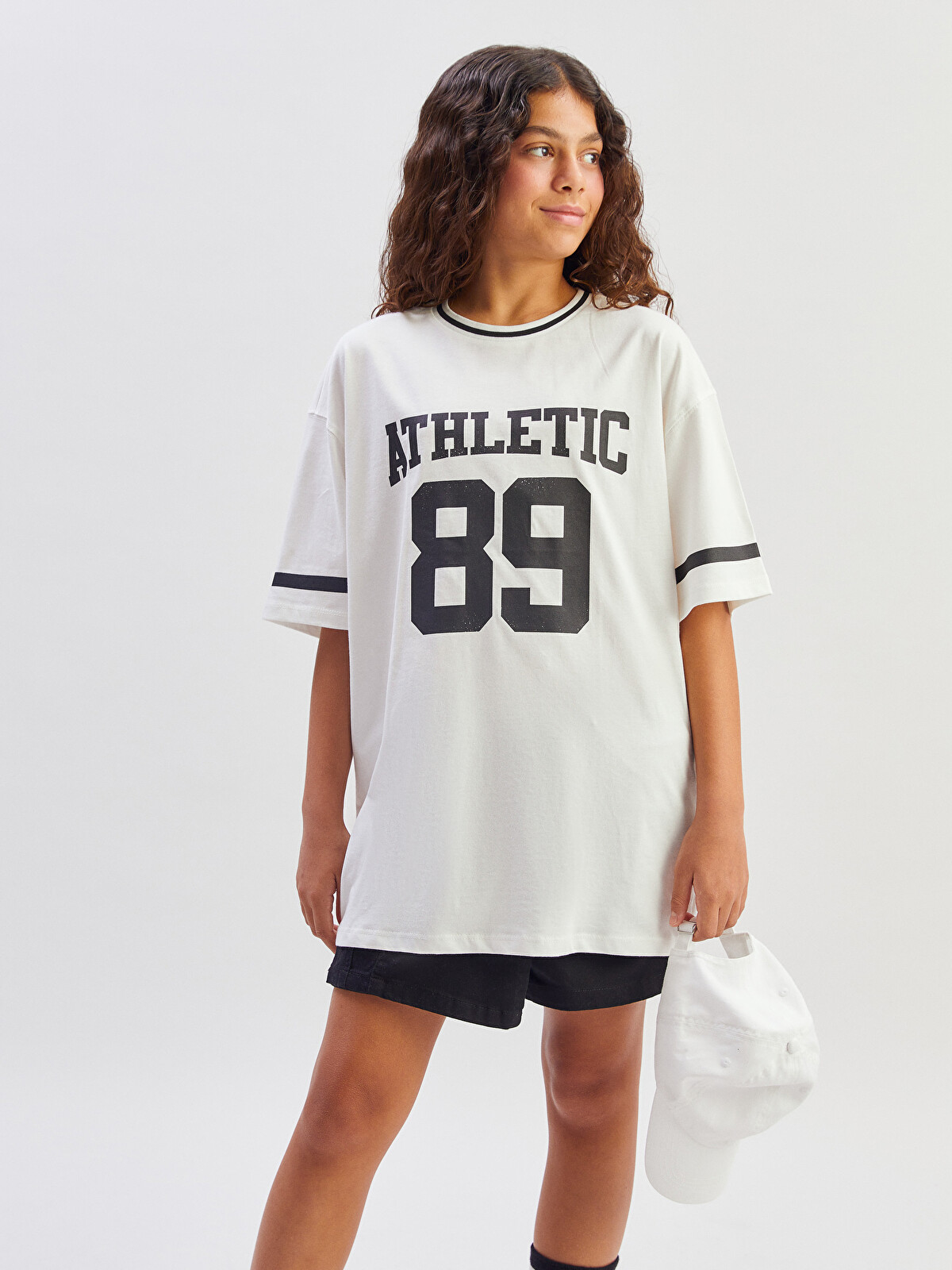 tmoonページ LCW Kids Ekru Bisiklet Yaka Baskılı Kız Çocuk Tişört - S5GC51Z4