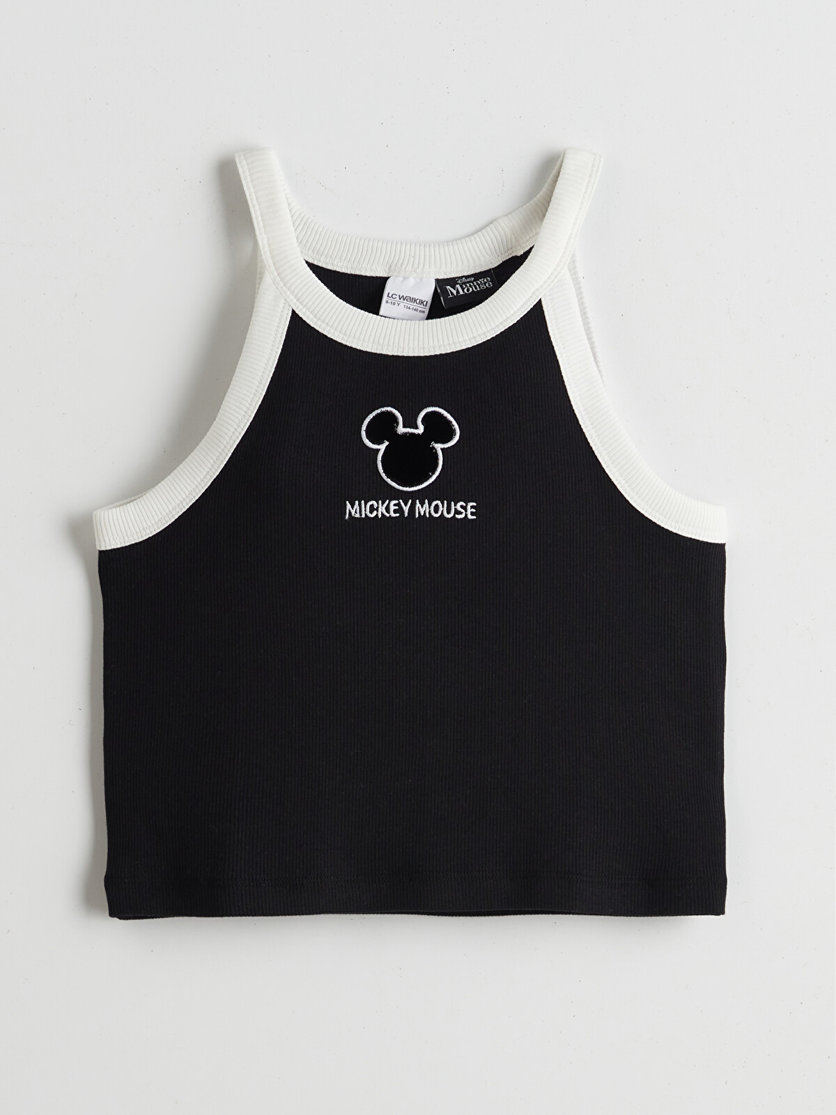 LCW Kids Halter Neck Mickey Mouse Embroidered Girls' Crop Tank Top