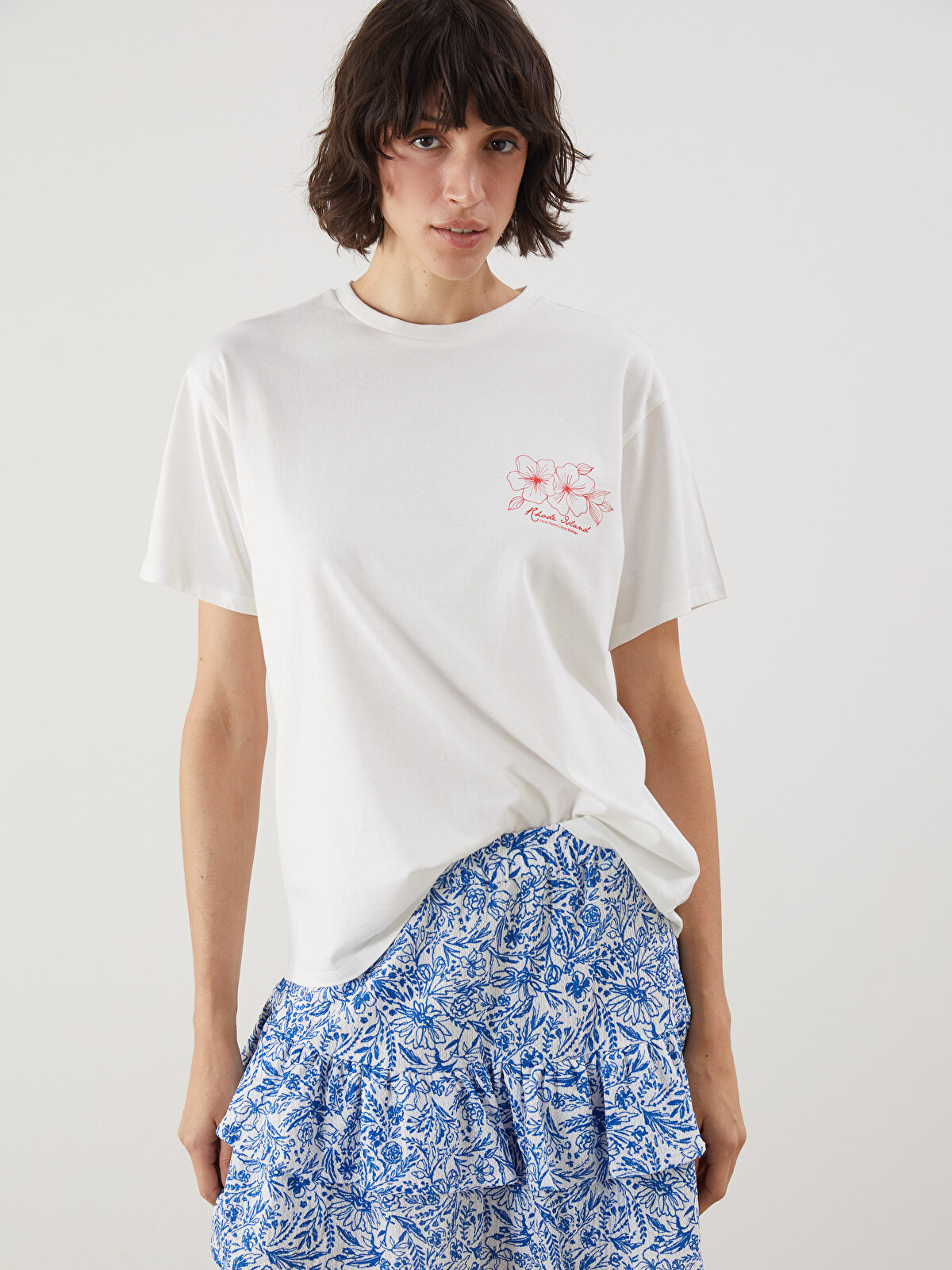 LCW Vision Crew Neck Rhode Island Printed Women's T-Shirt
