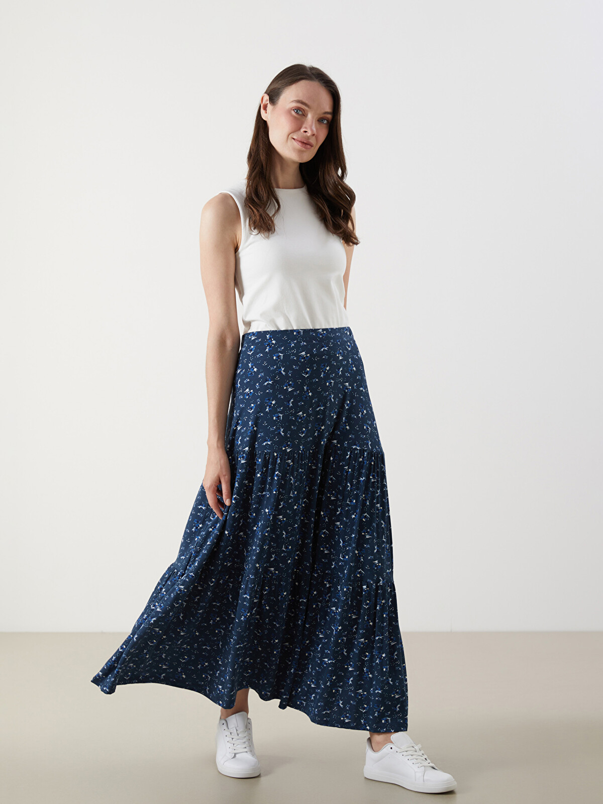 LCW Grace Elastic Waist Floral Women's Skirt - S5GI03Z8-LSJ | LC