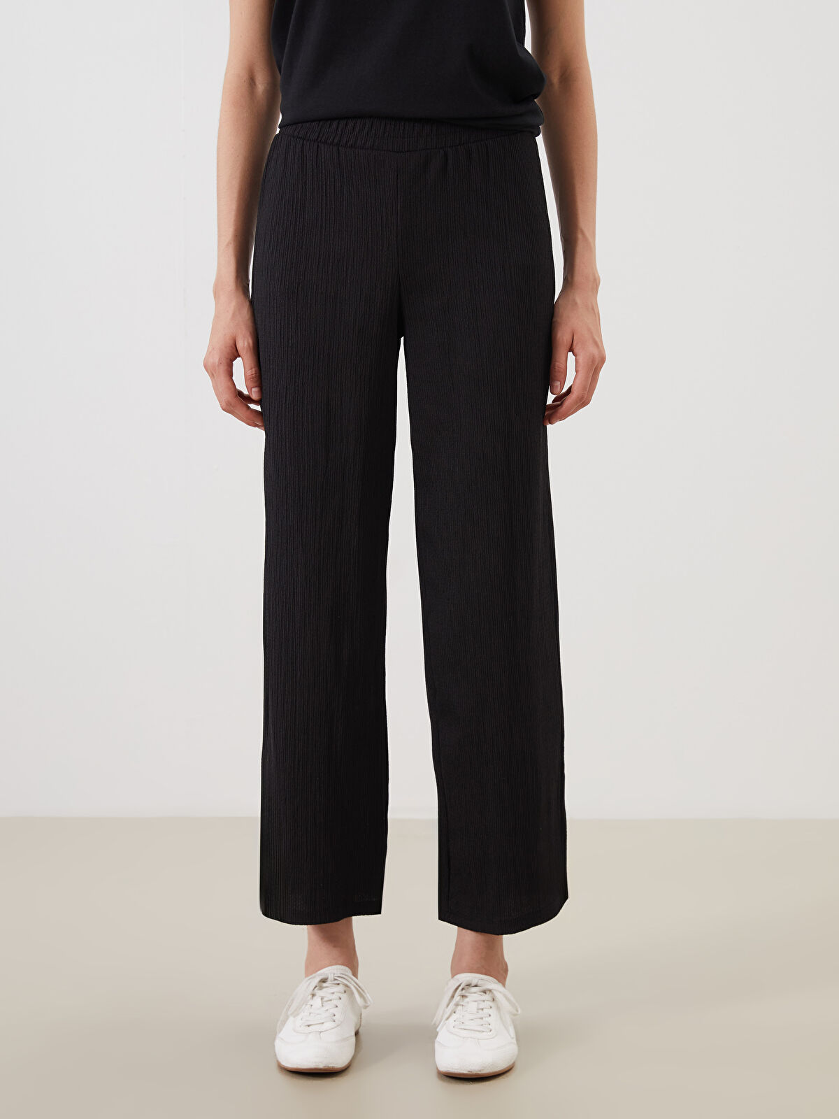 パンツ Classic Low Waist Wool Trousers LCW Modest Elasticated Waist Textured Women's Trousers - S5GN56Z8